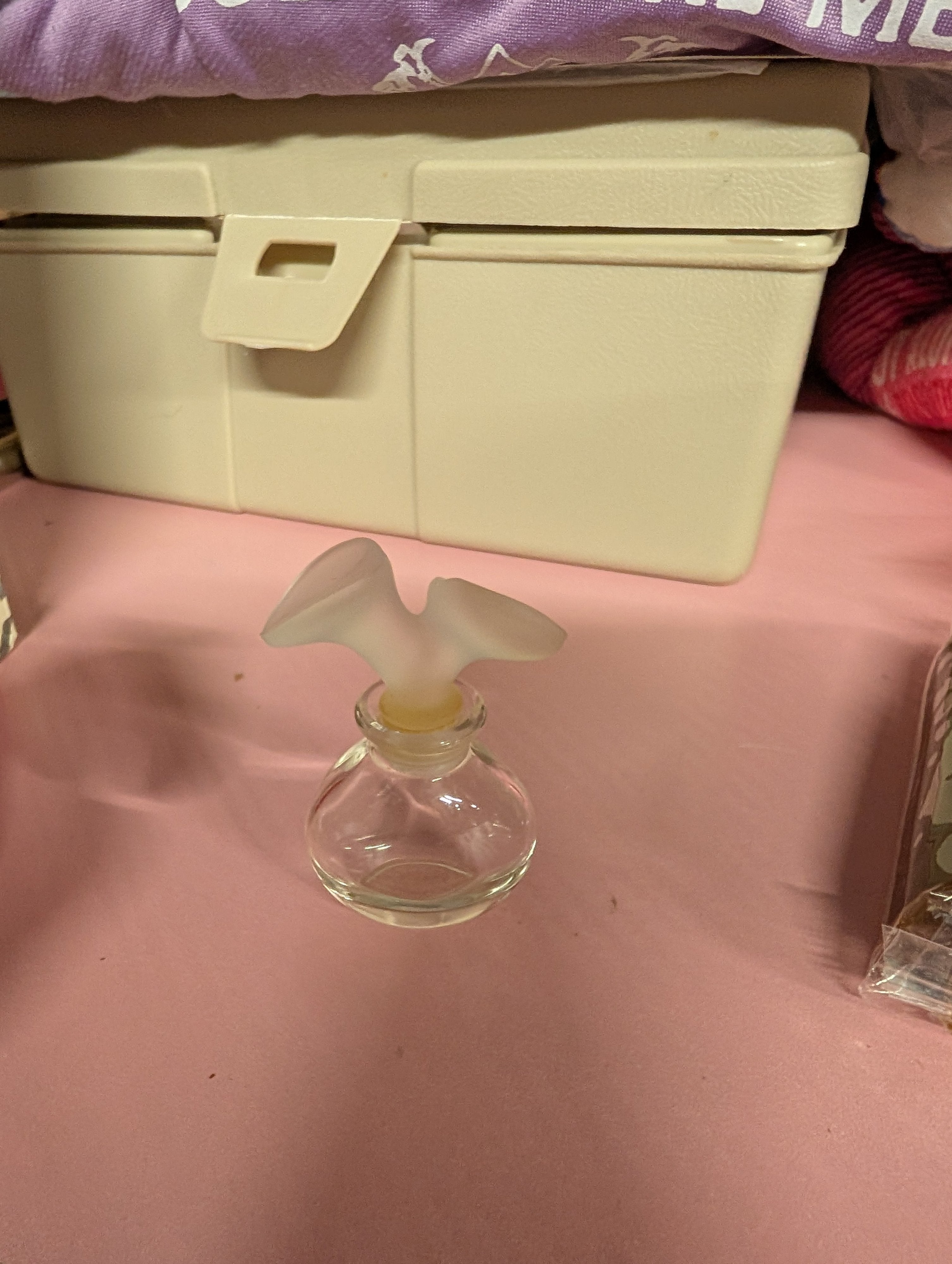 Vintage Glass Perfume Bottle with Frosted Glass Stopper - Image 2