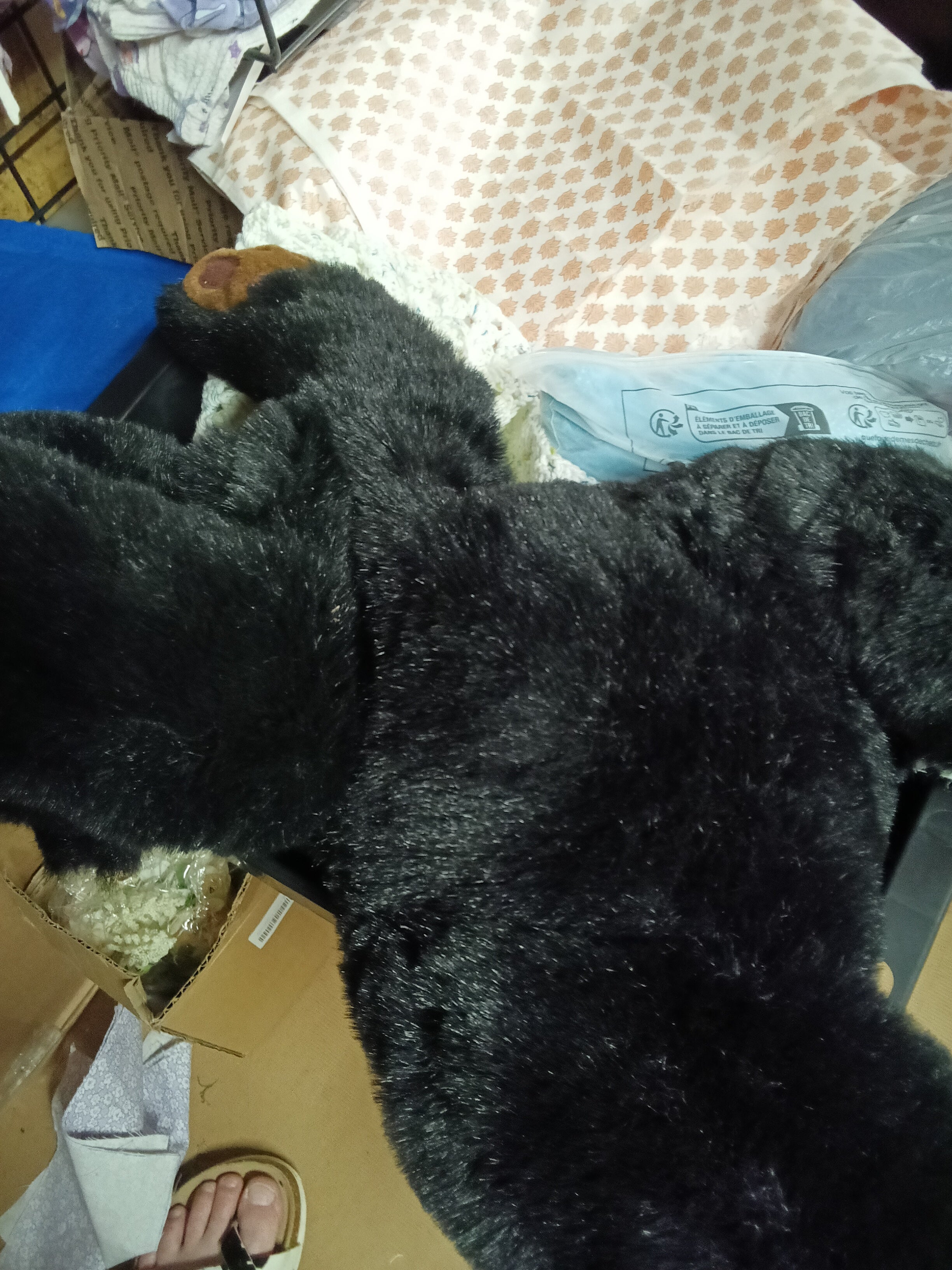 Large Plush Black Bear Stuffed Animal Toy - Image 3