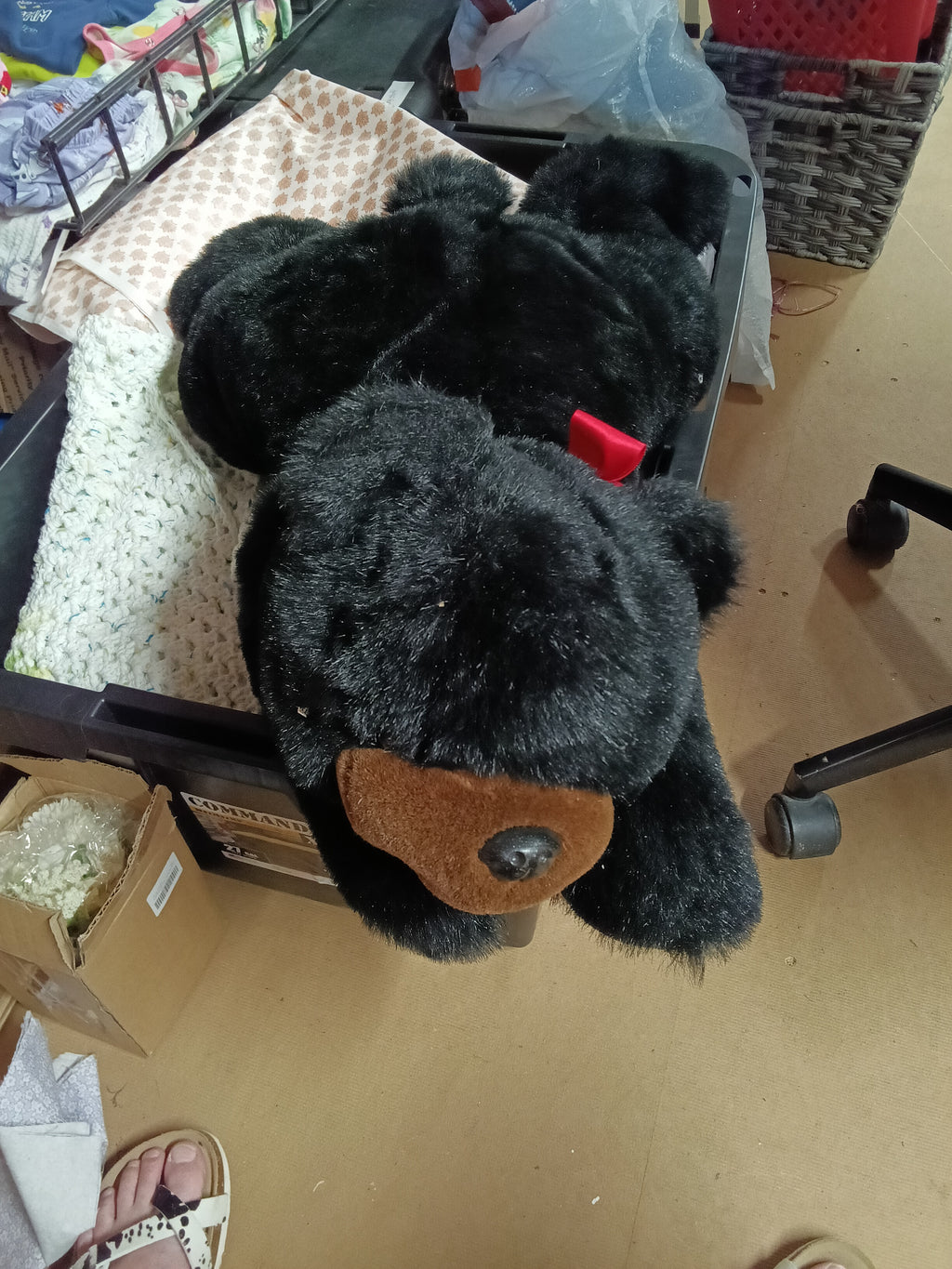 Large Plush Black Bear Stuffed Animal Toy - Image 1