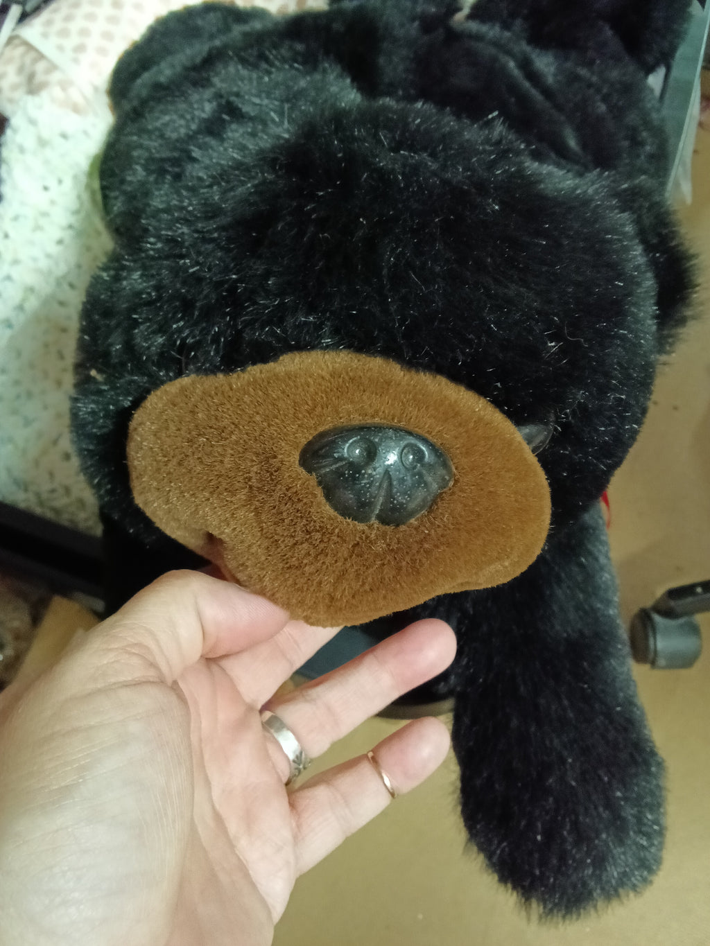 Large Plush Black Bear Stuffed Animal Toy - Image 2