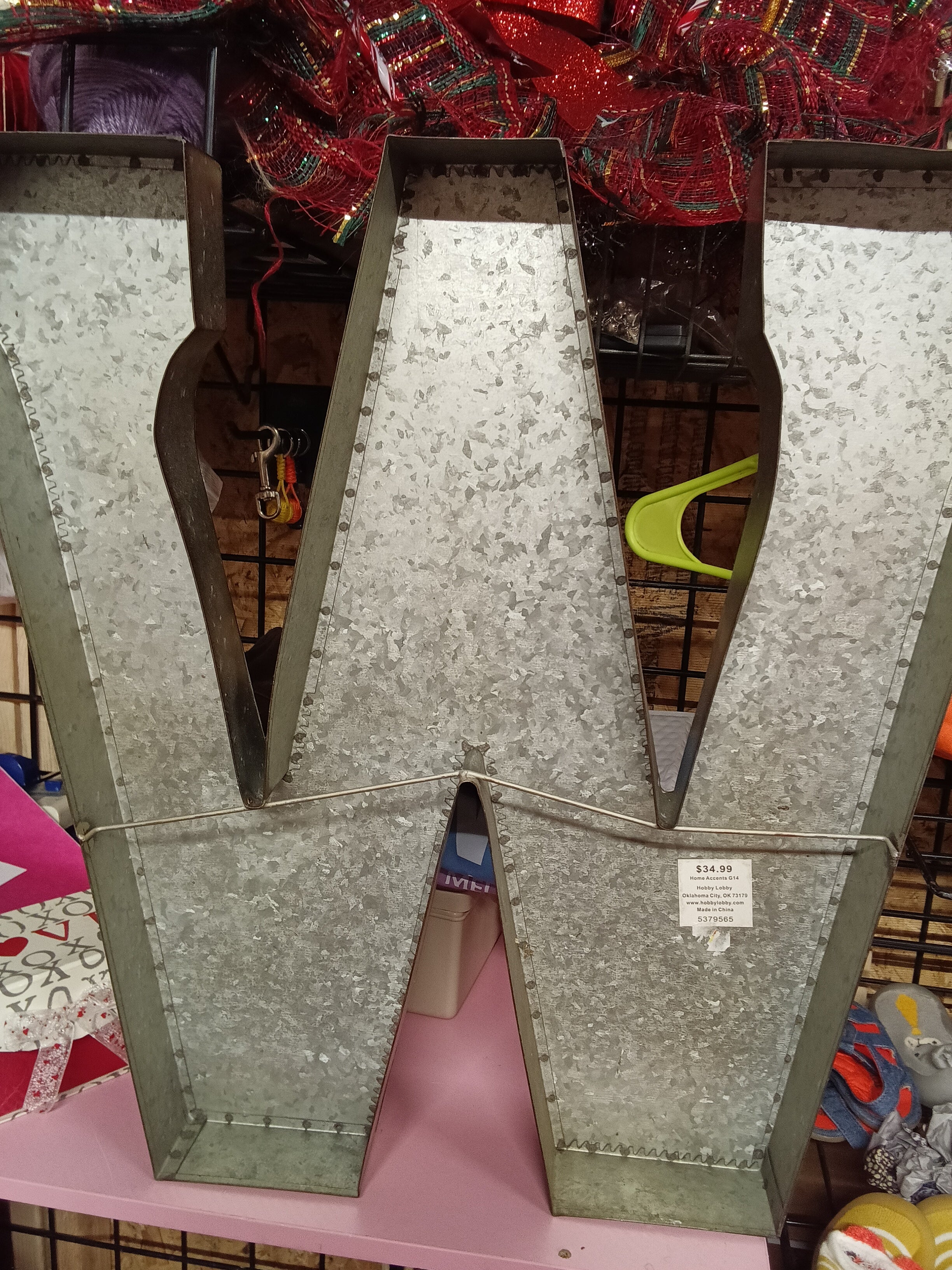 Galvanized Metal Letter W Wall Decor - Image 2