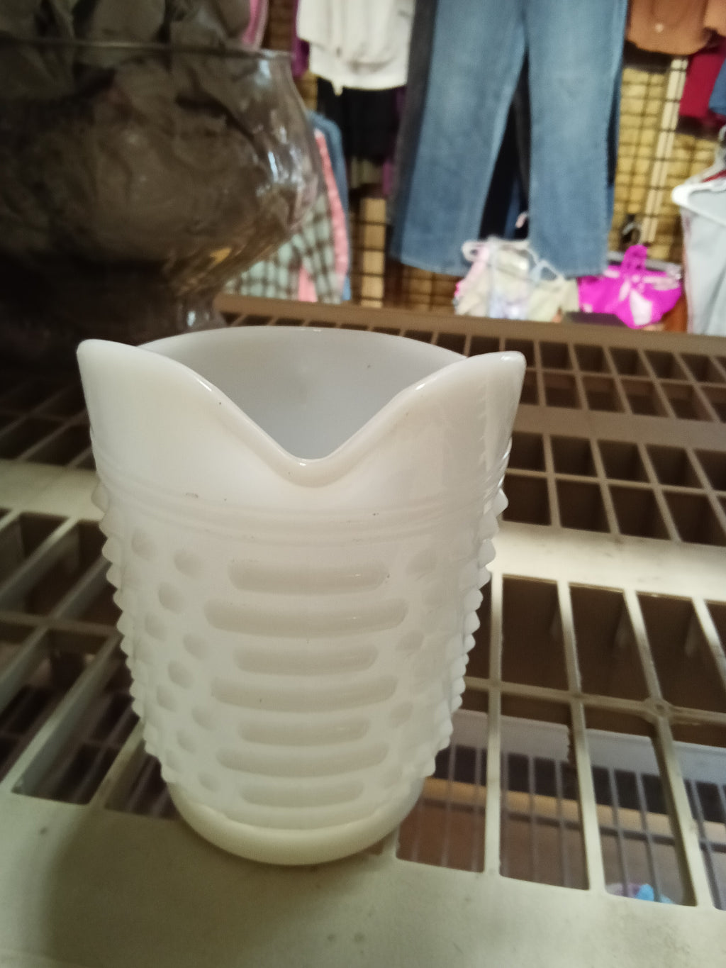 Vintage Milk Glass Hobnail Pitcher 6x4 Inches - Image 2