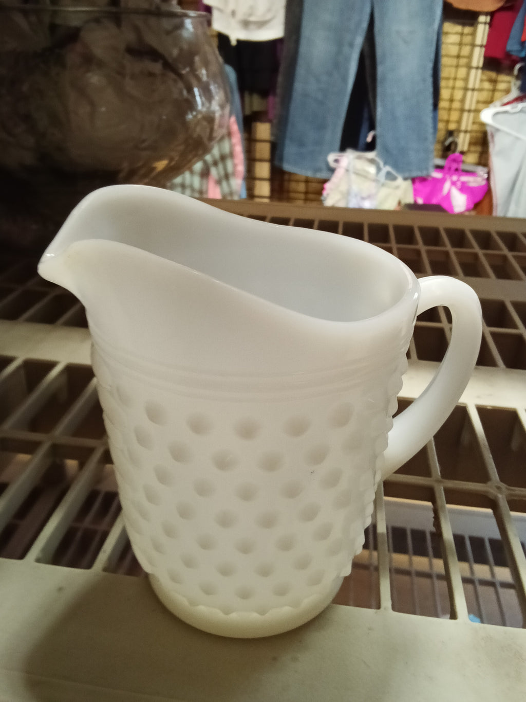 Vintage Milk Glass Hobnail Pitcher 6x4 Inches - Image 3