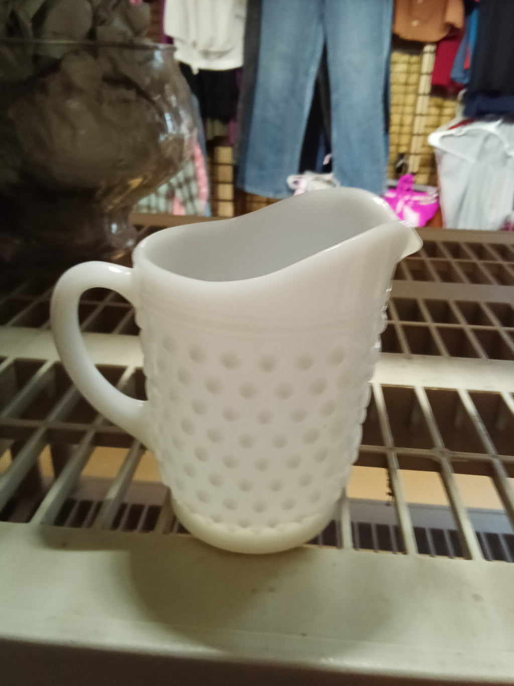 Vintage Milk Glass Hobnail Pitcher 6x4 Inches - Image 1