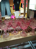Set of 8 Pink Vintage Glass Goblets - Image 1