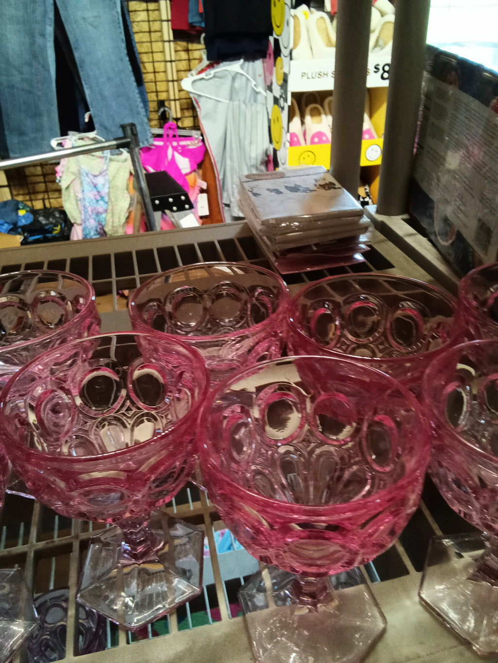 Set of 8 Pink Vintage Glass Goblets - Image 2