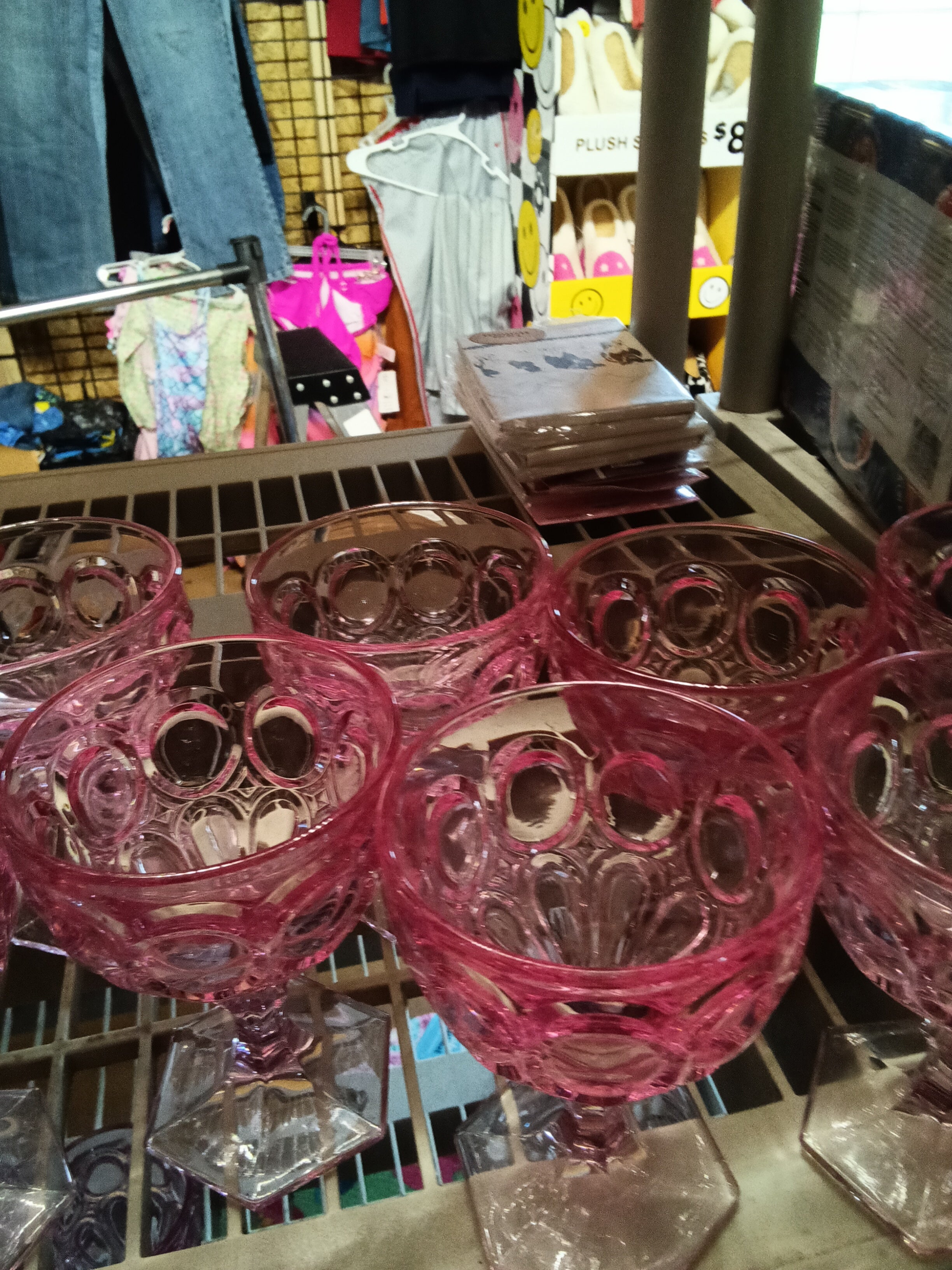 Set of 8 Pink Vintage Glass Goblets - Image 2