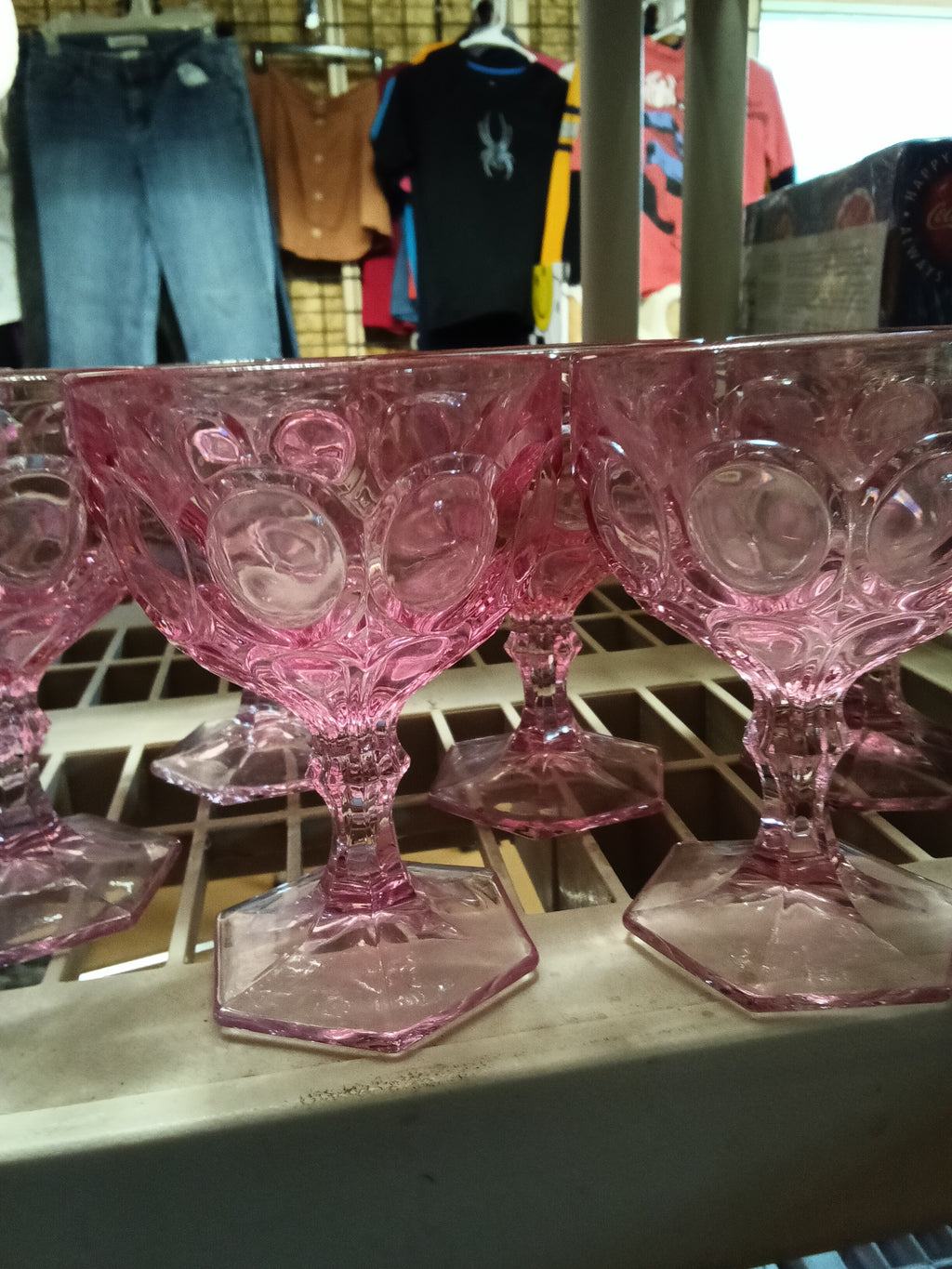 Set of 8 Pink Vintage Glass Goblets - Image 3
