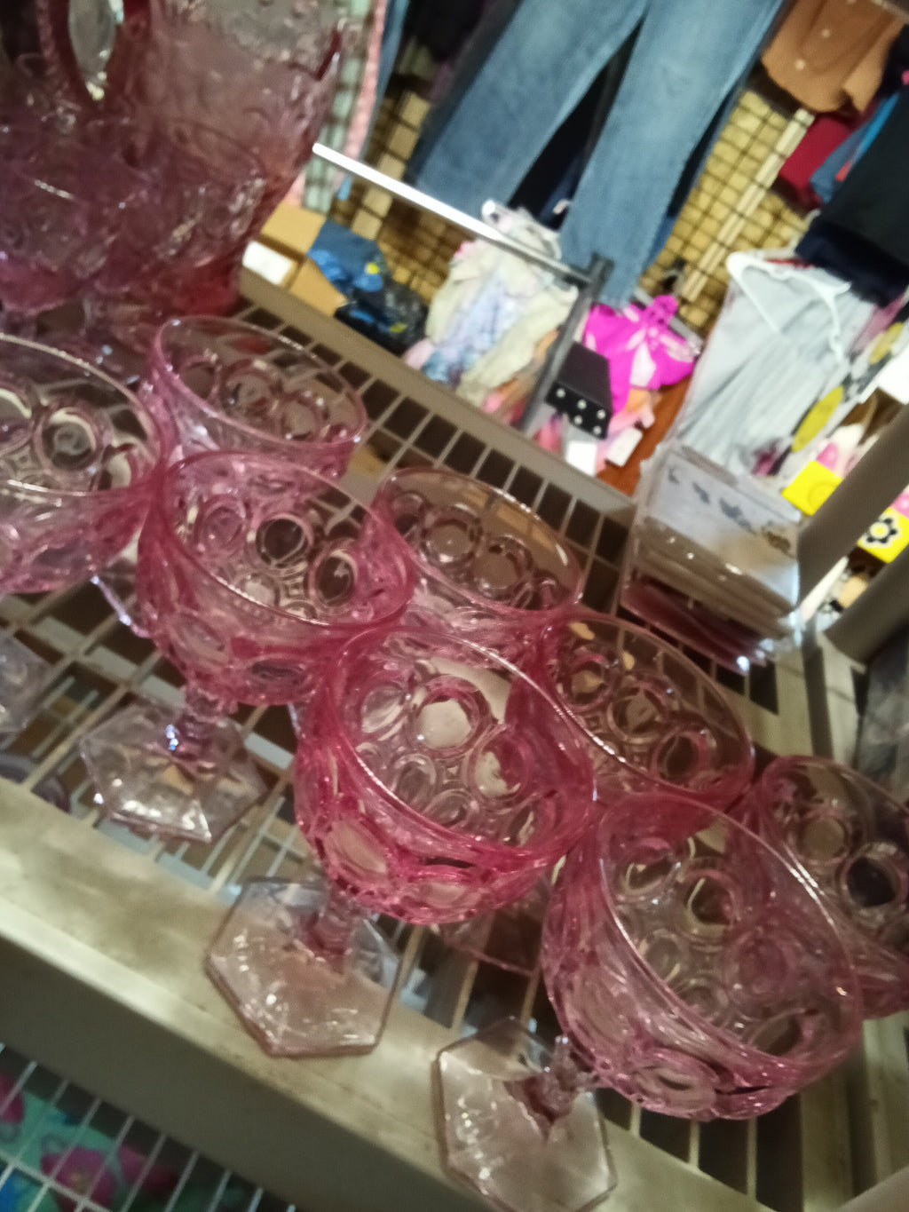 Set of 8 Pink Vintage Glass Goblets - Image 4