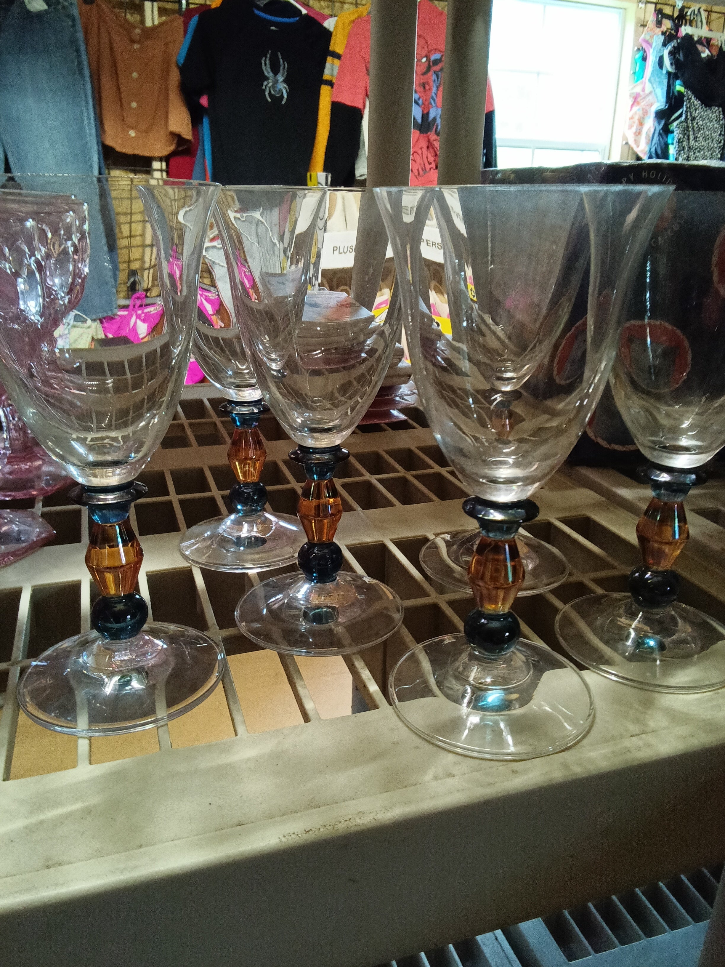Vintage Set of 6 Mikasa Crystal Kensington "Estate" Kensington Clear Amber Blown - Image 2