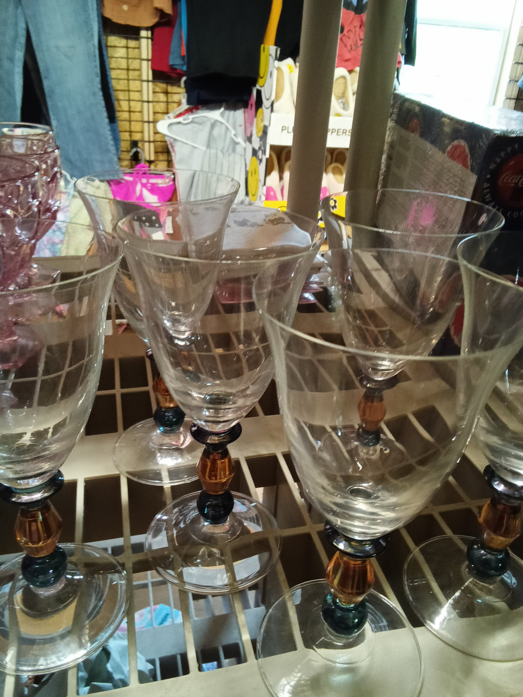 Vintage Set of 6 Mikasa Crystal Kensington "Estate" Kensington Clear Amber Blown - Image 3