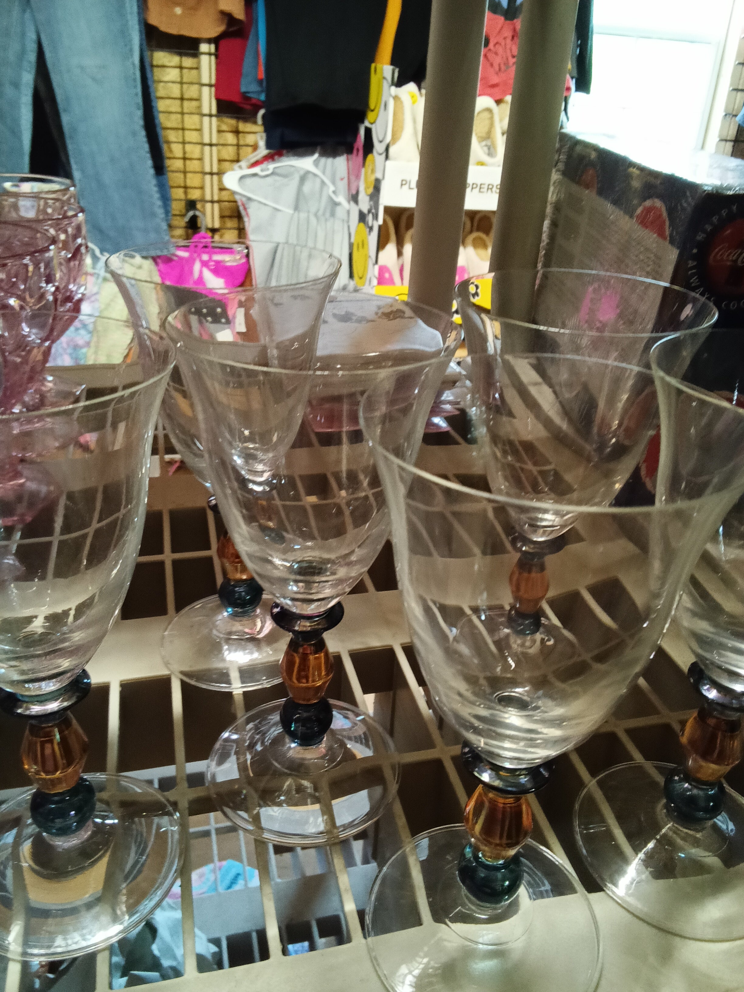 Vintage Set of 6 Mikasa Crystal Kensington "Estate" Kensington Clear Amber Blown - Image 3