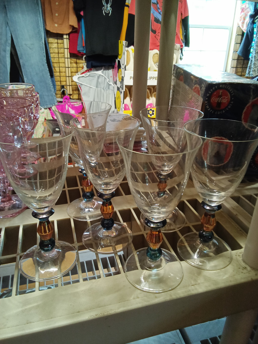 Vintage Set of 6 Mikasa Crystal Kensington "Estate" Kensington Clear Amber Blown - Image 4
