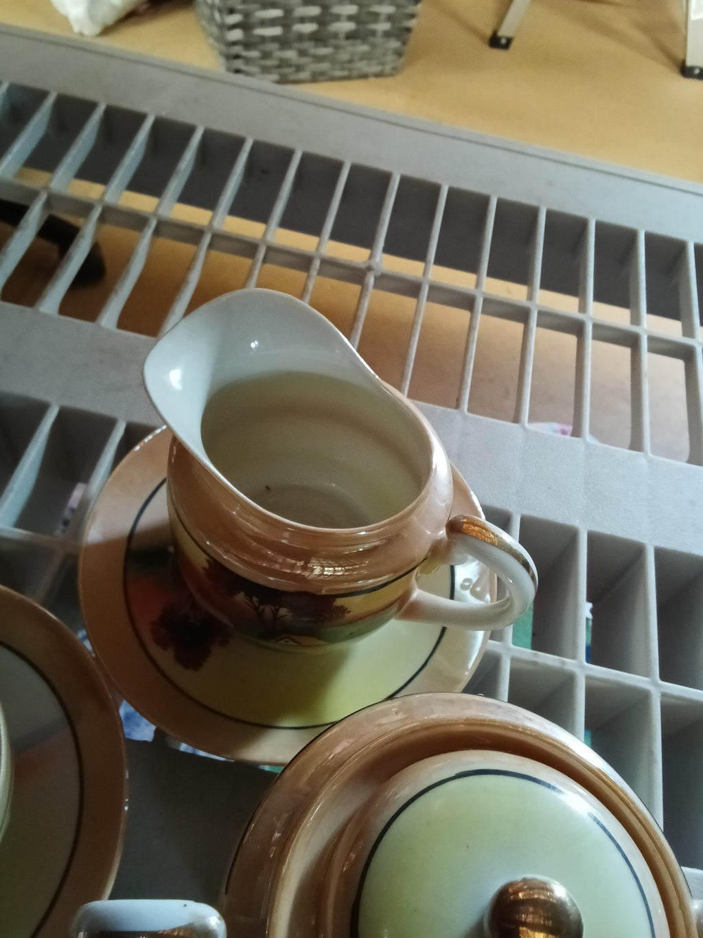 Antique Chikaramachi Hand Painted Lusterware Teacup Blue - Image 7