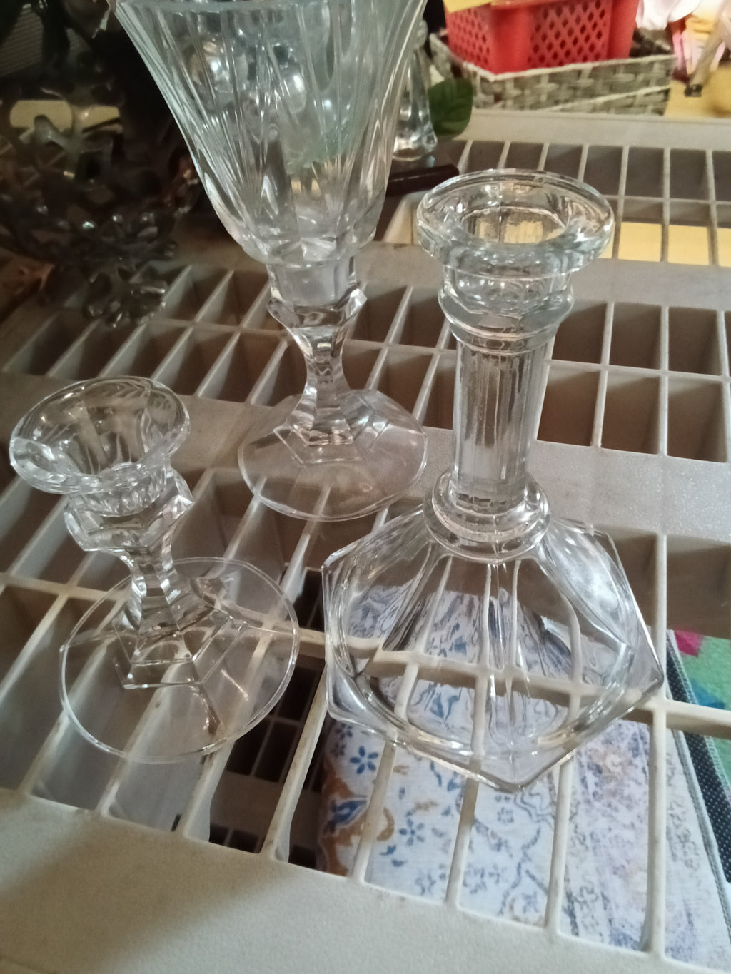 Crystal Glass Candlestick Set - Image 2