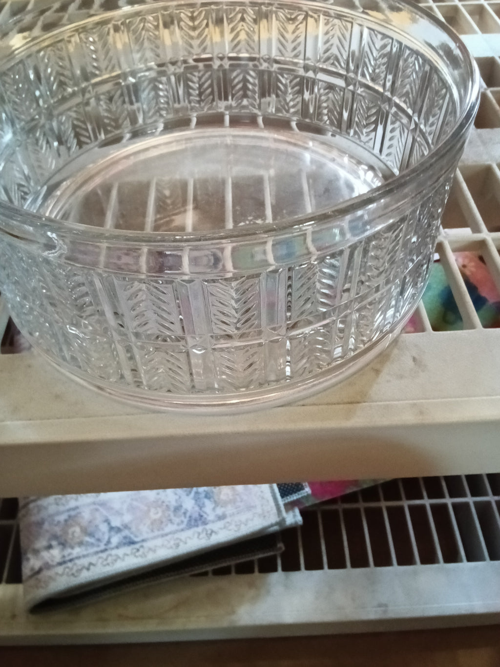 Cut Glass Decorative Bowl with Geometric Pattern - Image 2