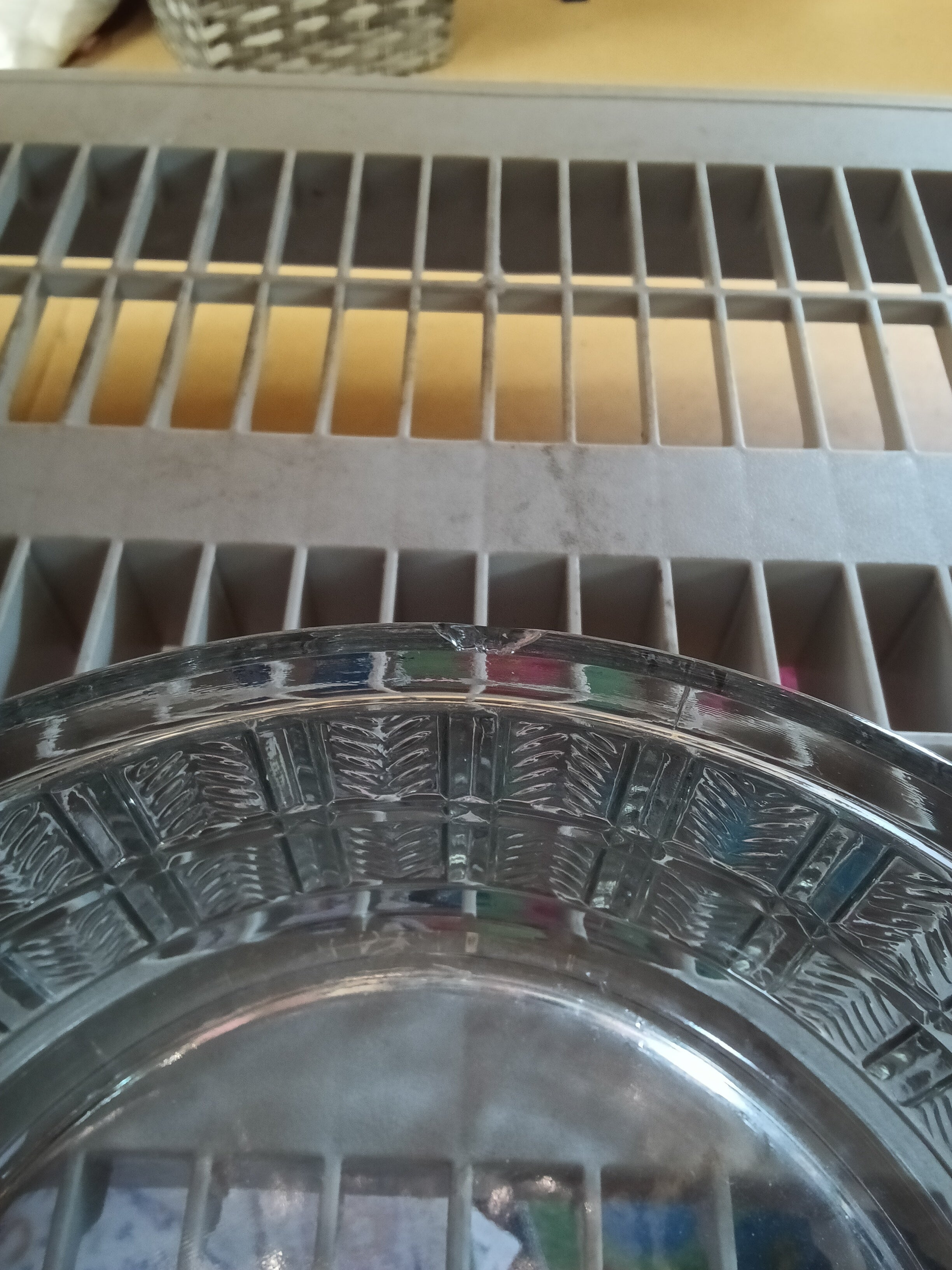 Cut Glass Decorative Bowl with Geometric Pattern - Image 3
