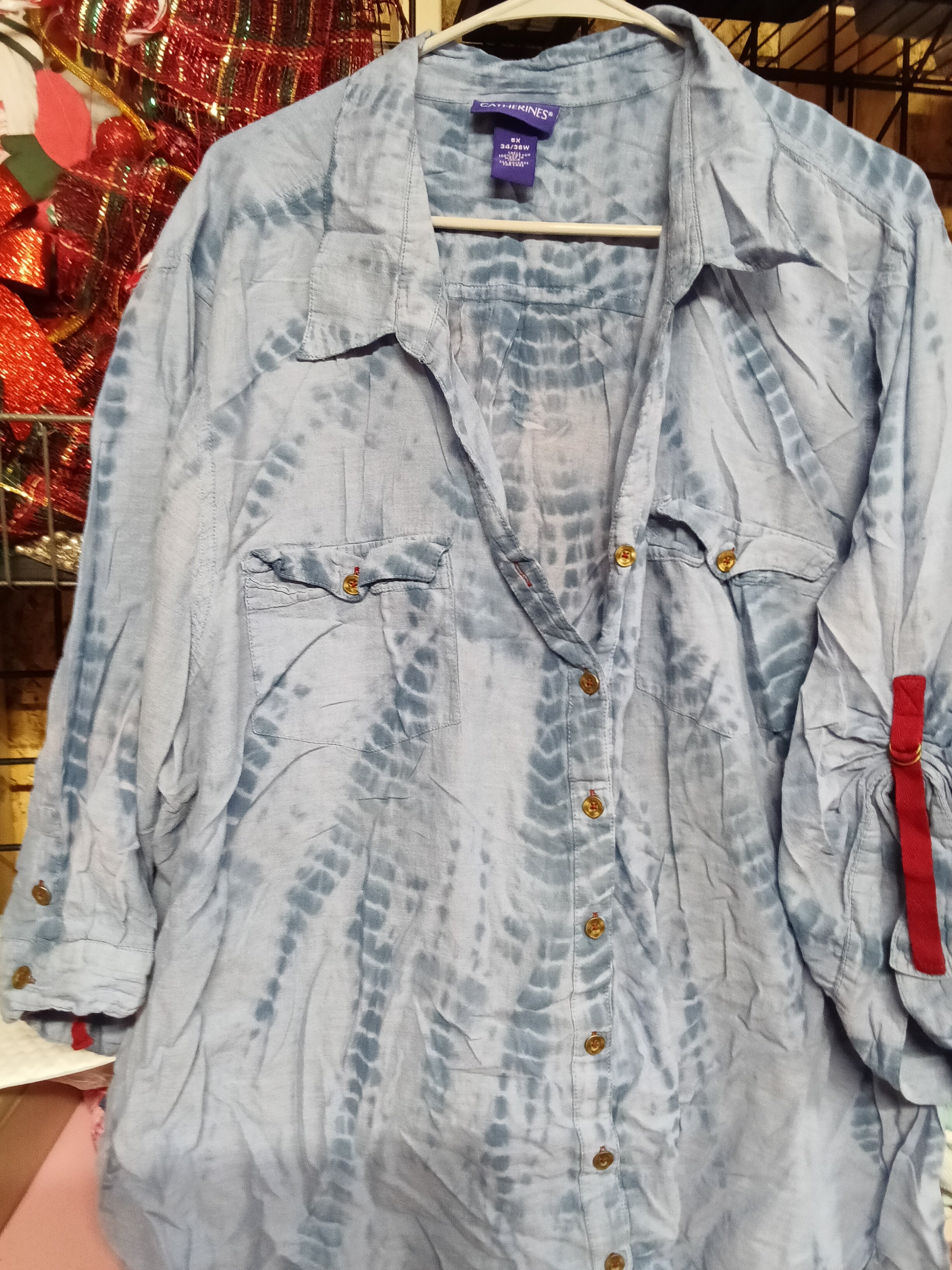 Catherines 3X Tie-Dye Button-Up Shirt - Image 3