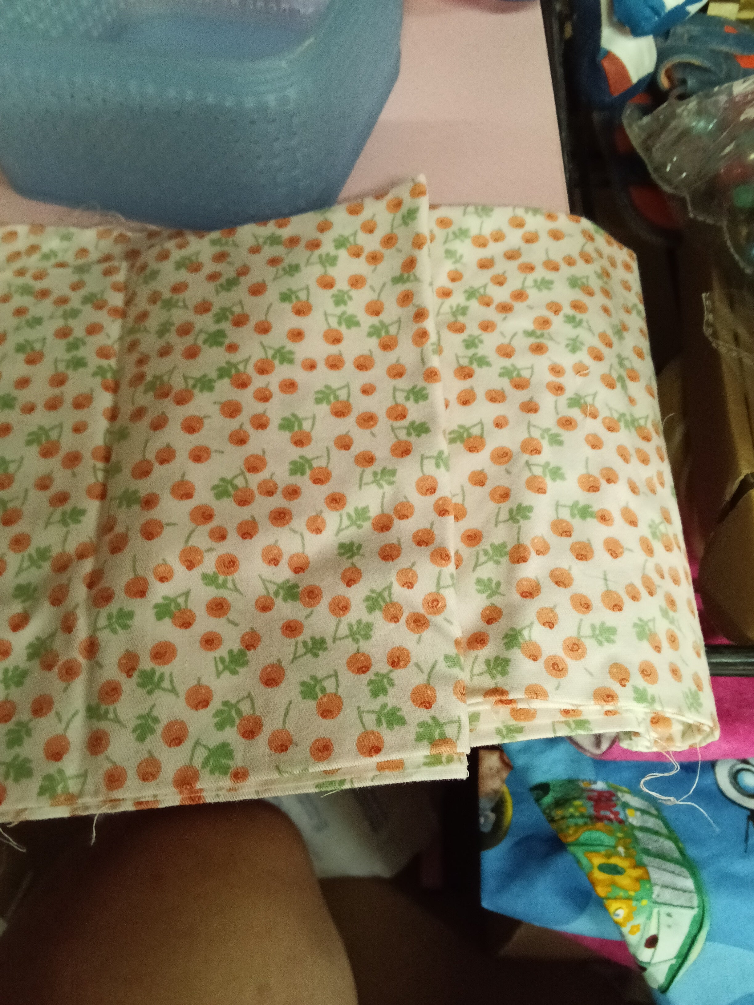 2 fat quarter Floral Print Quilting Fabric Orange Flowers - Image 1