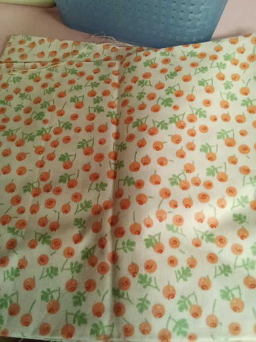 2 fat quarter Floral Print Quilting Fabric Orange Flowers - Image 2