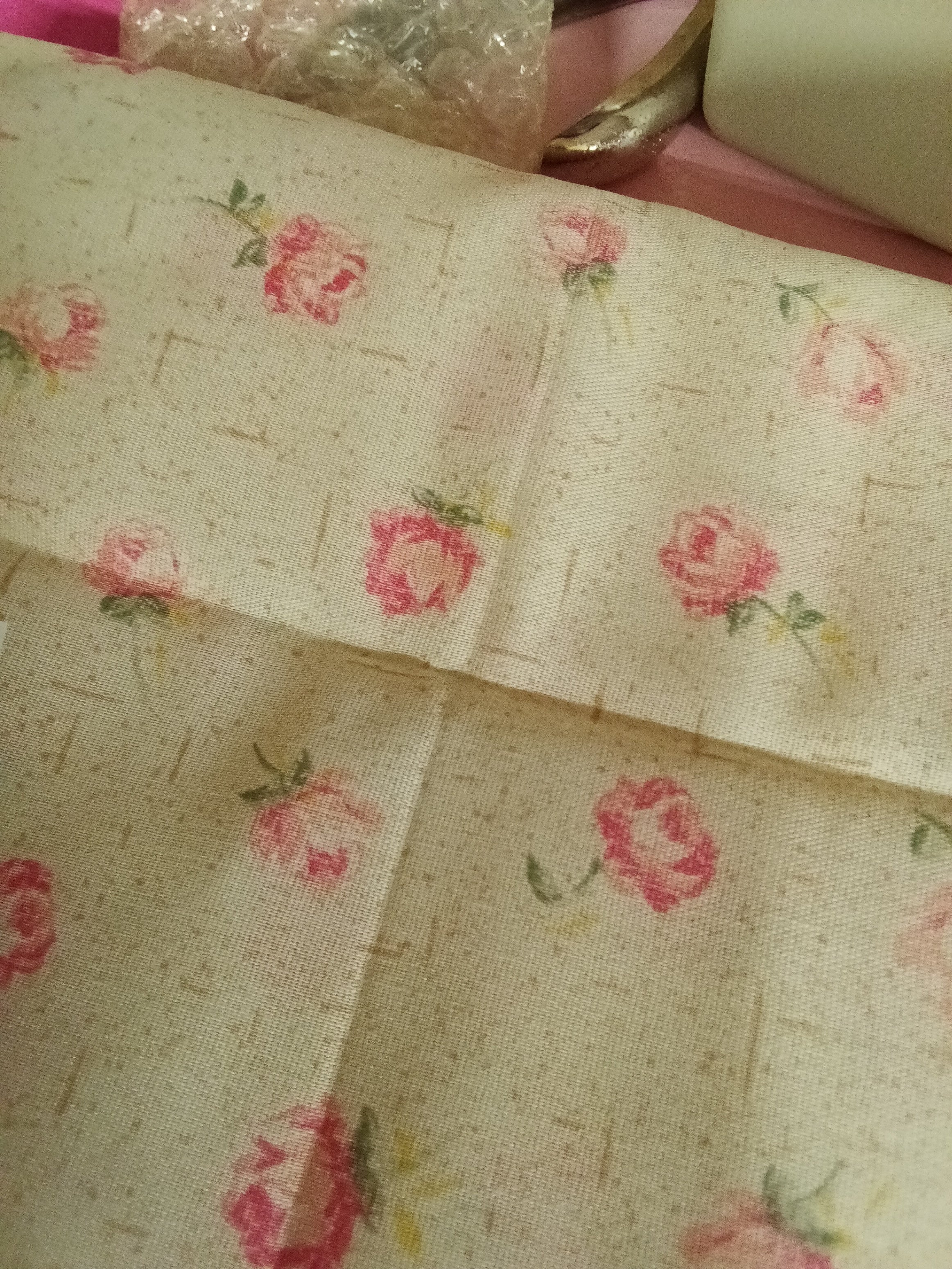 Floral Fabric with Pink Rose Pattern - Image 2