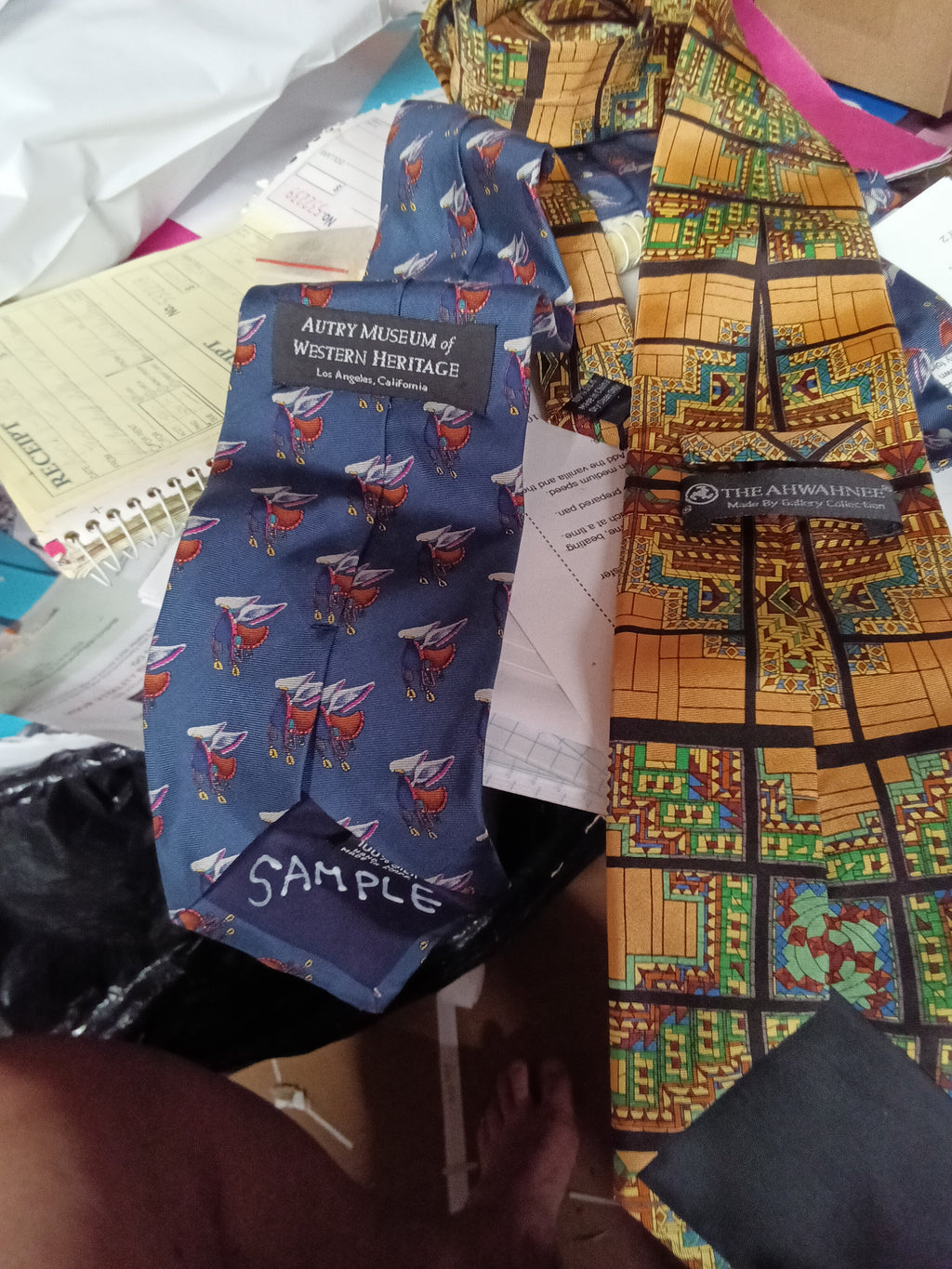 Set of 2 Men's Patterned Ties Set - Geometric & Animal Print - Image 3