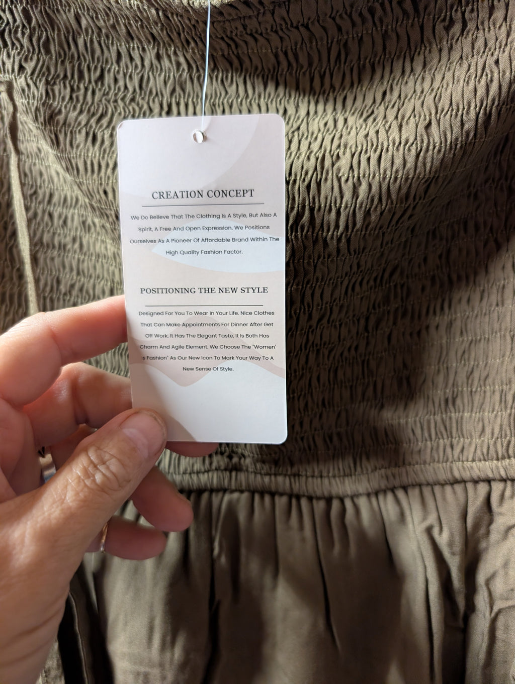 Women's Smocked Olive Green Dress - Image 3