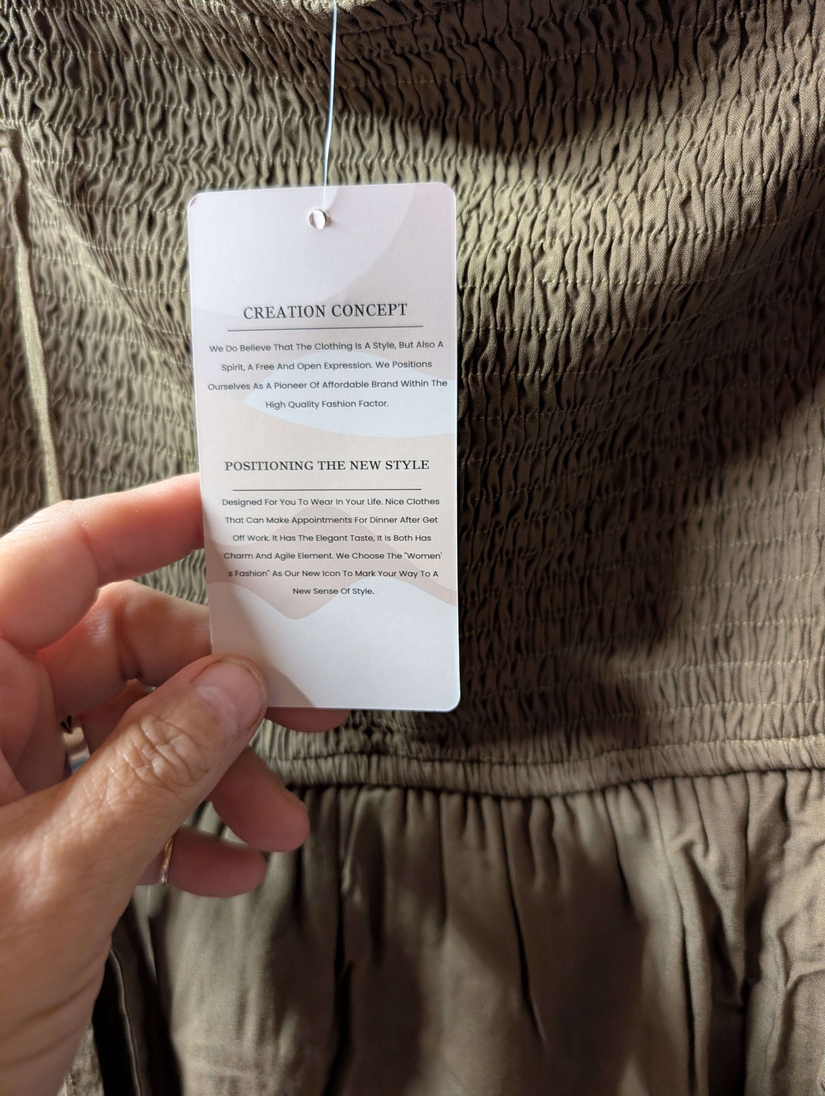 Women's Smocked Olive Green Dress - Image 3
