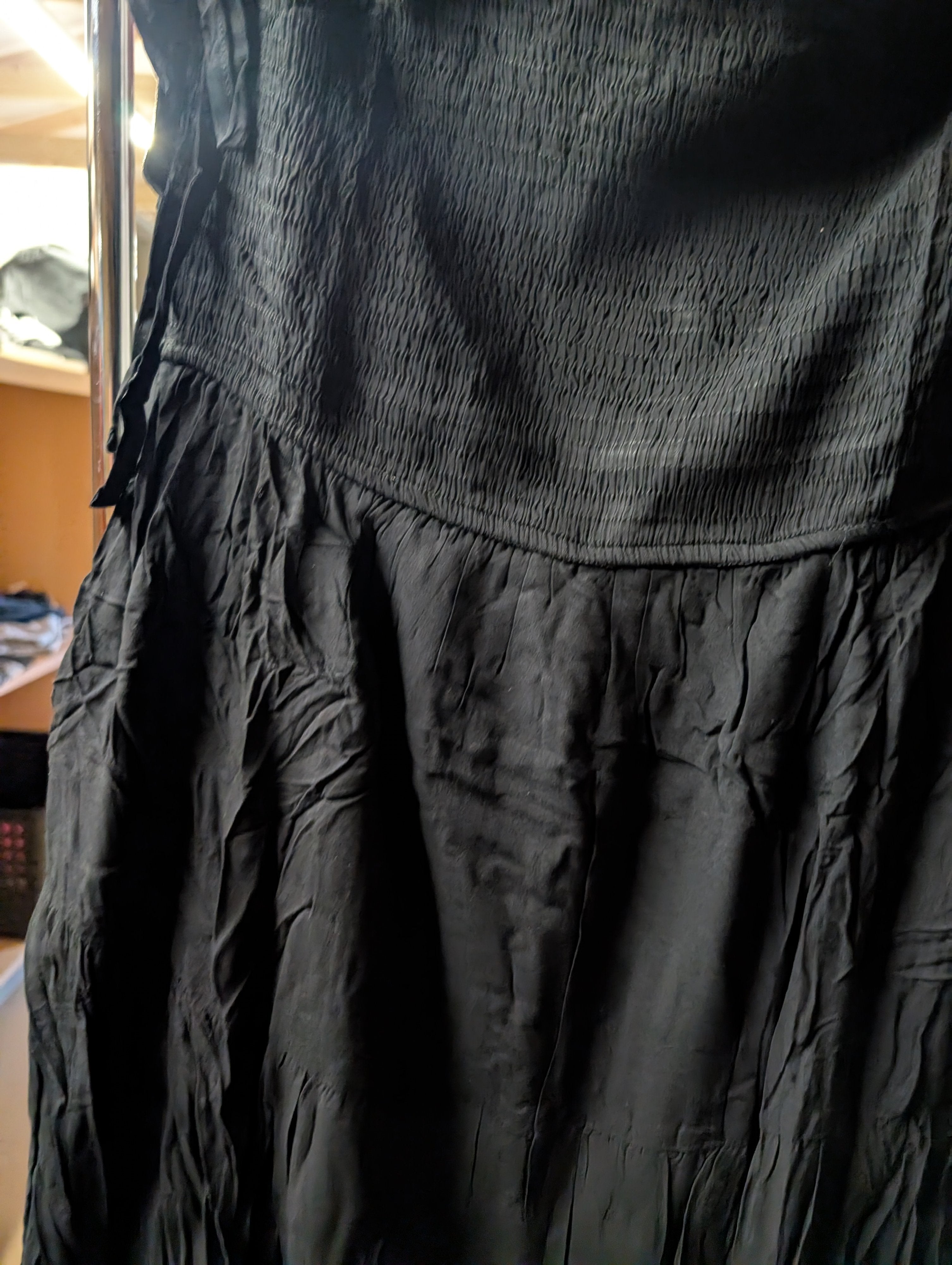 Black Maxi Skirt with Smocked Waist - Image 1