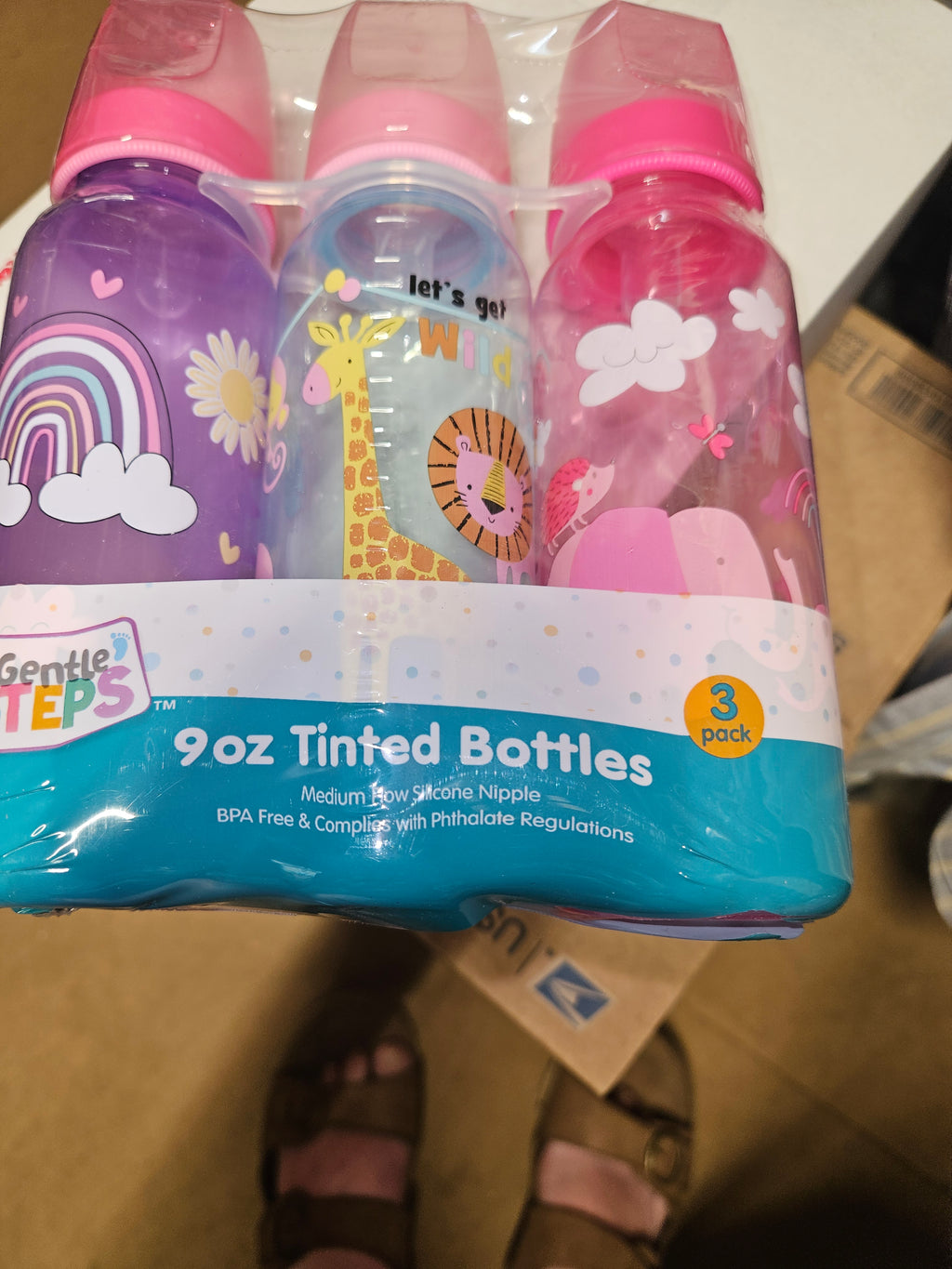 Gentle Steps 9oz Tinted Baby Bottles 3-Pack - Image 1