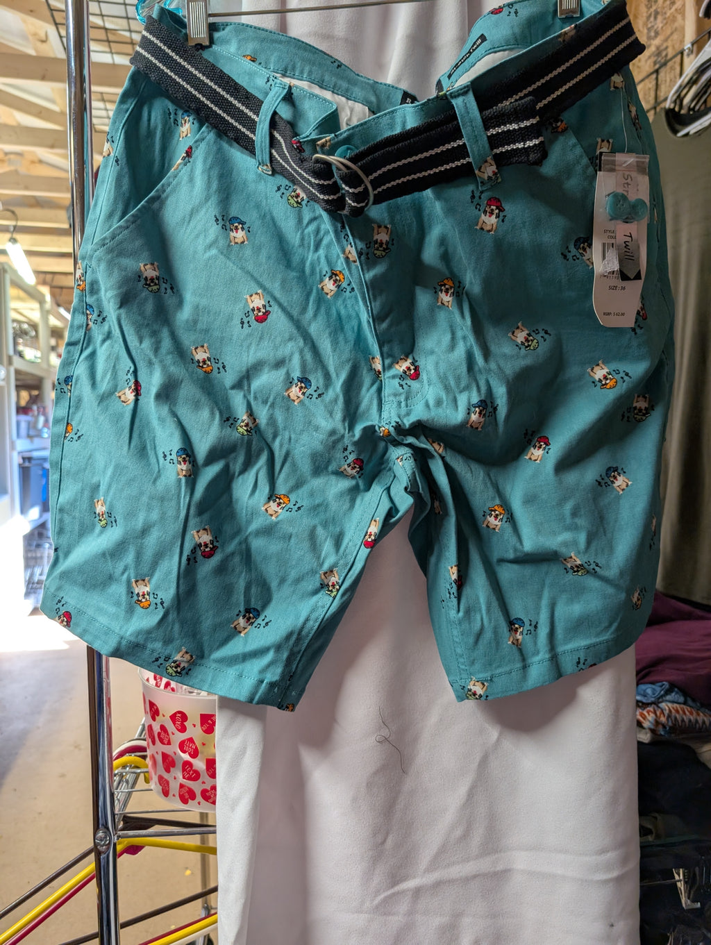 Raw Yarn Industries Men's Shorts Size 36 Teal Print - Image 2