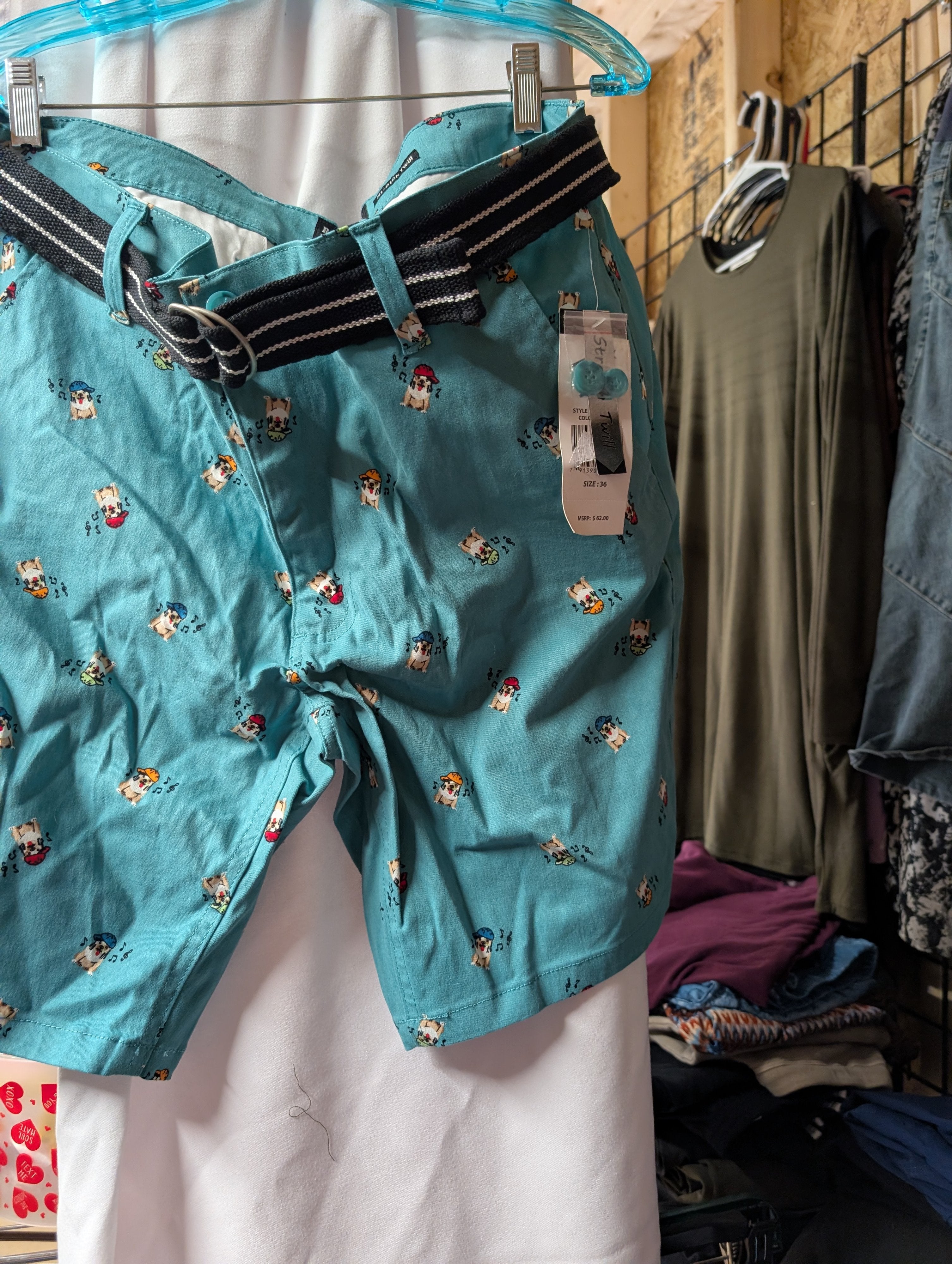 Raw Yarn Industries Men's Shorts Size 36 Teal Print - Image 3