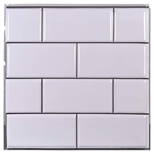 Tool Bench Hardware Self Adhesive White Wall Tile, 12x12 in. Faux Subway Tile (20) - Image 1