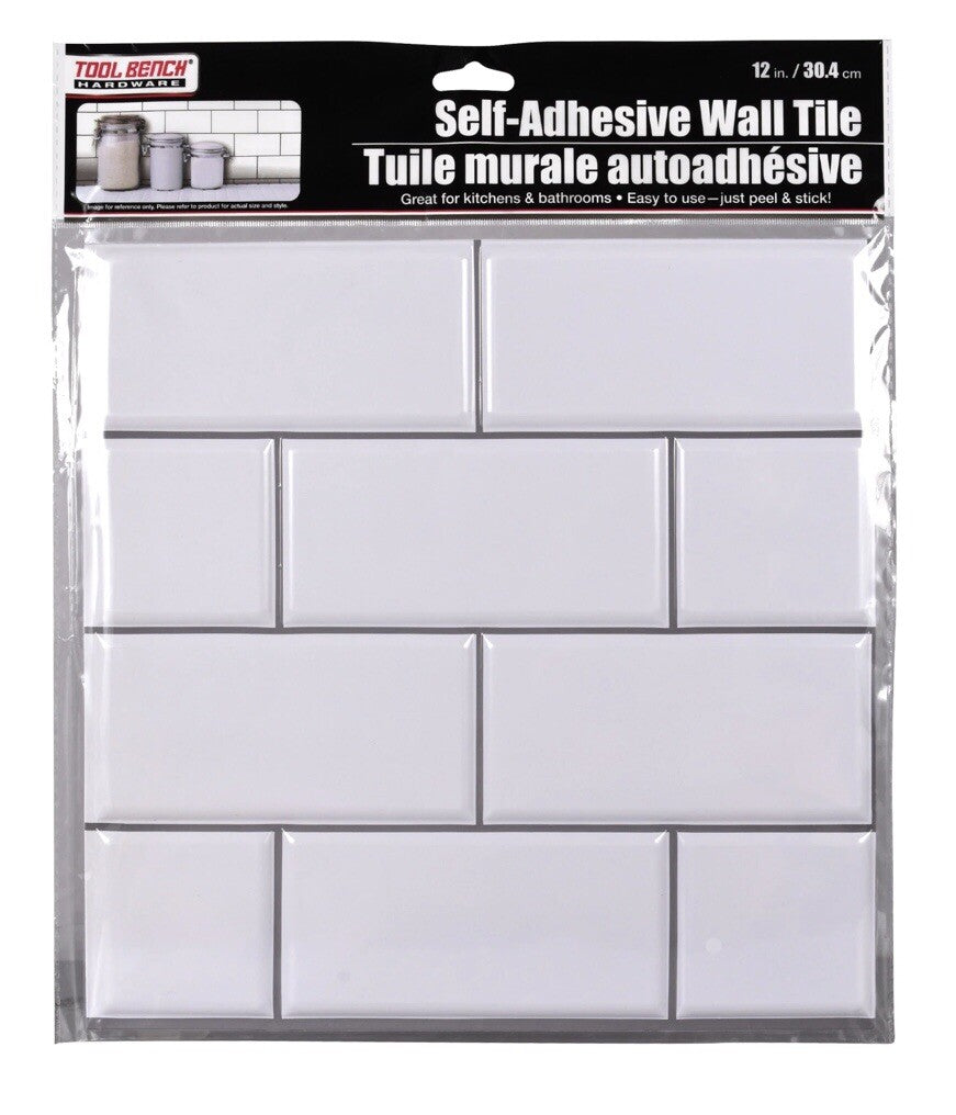 Tool Bench Hardware Self Adhesive White Wall Tile, 12x12 in. Faux Subway Tile (20) - Image 8