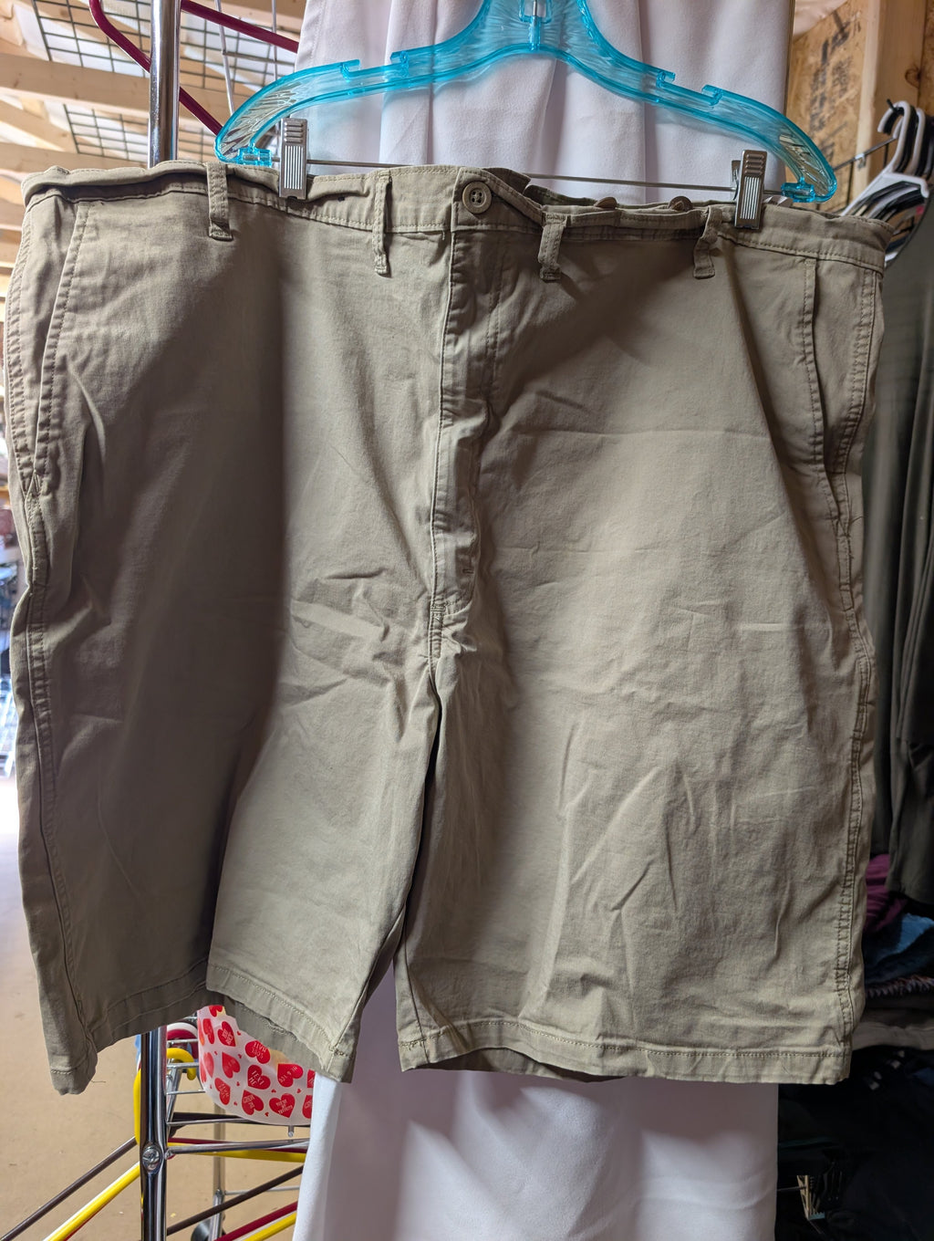 Men's Khaki Shorts 48 Regular Cotton Blend - Image 2