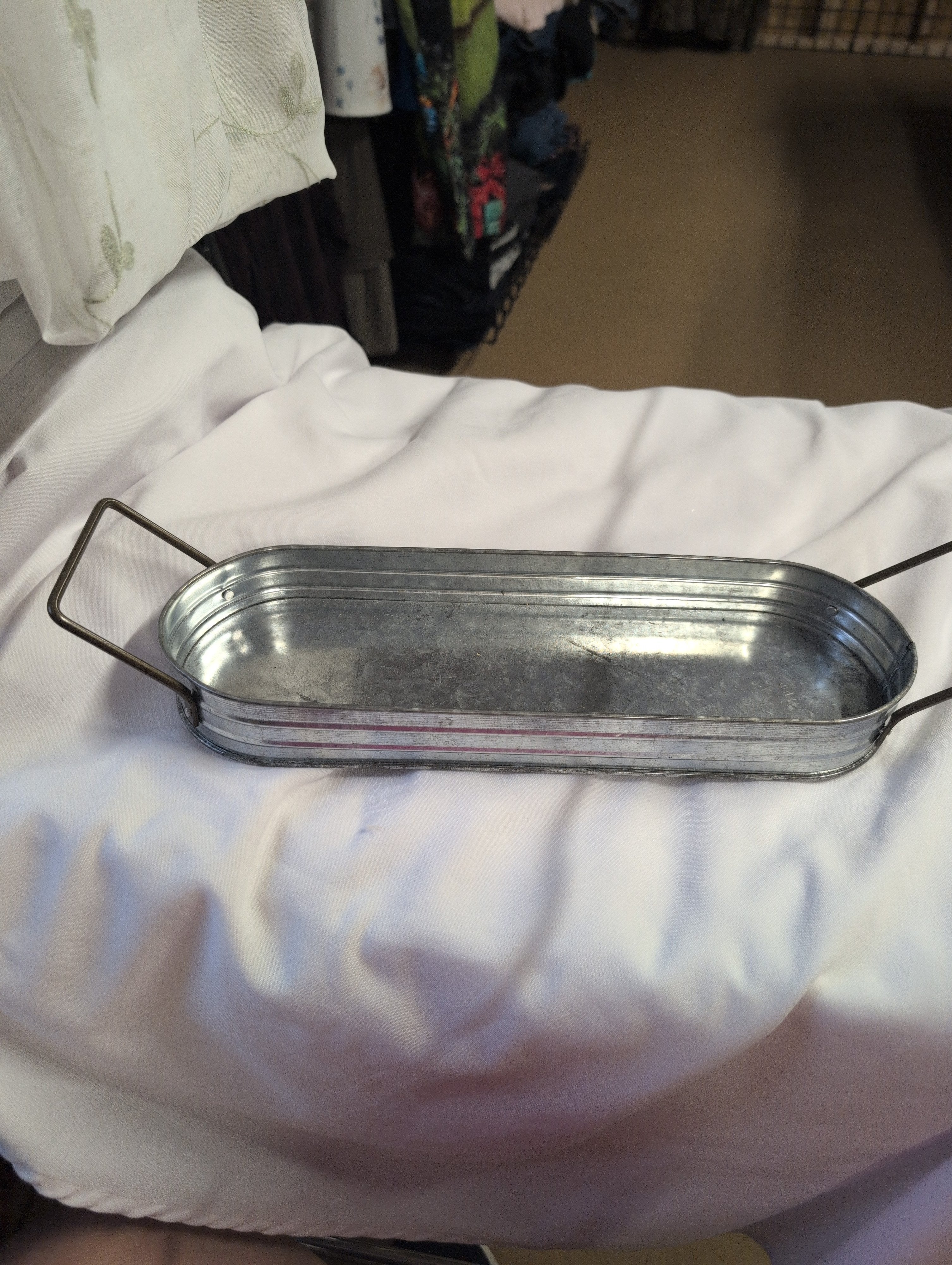 Vintage Metal Tray Decorative Rectangular - Image 1