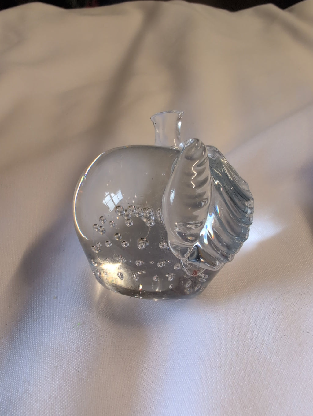 Glass Apple Paperweight with Bubble Design - Image 2