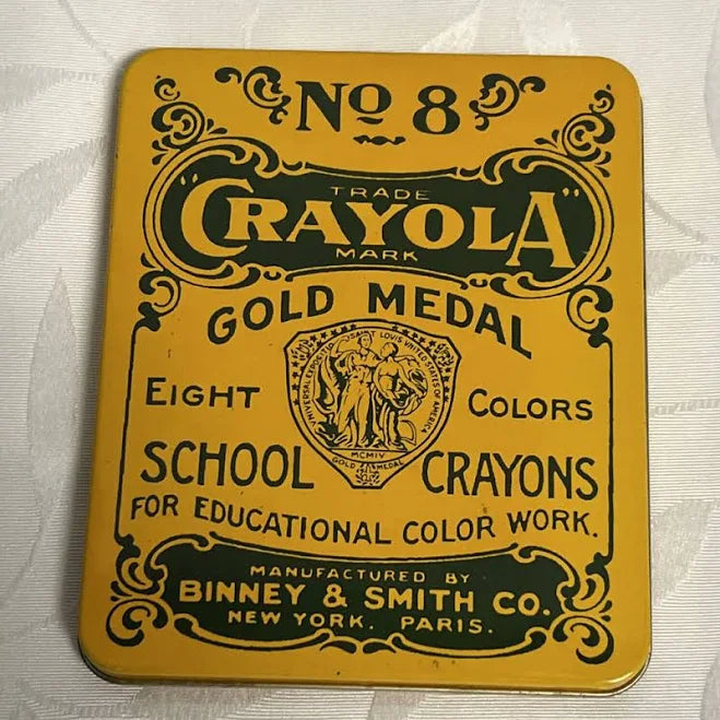 Vintage Crayola No. 8 Gold Medal School Crayons Tin - Image 9