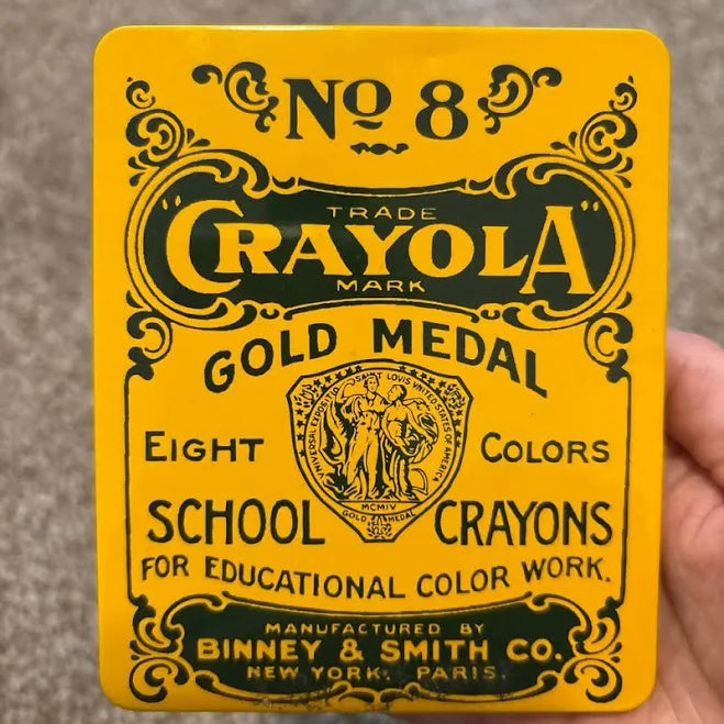 Vintage Crayola No. 8 Gold Medal School Crayons Tin - Image 8