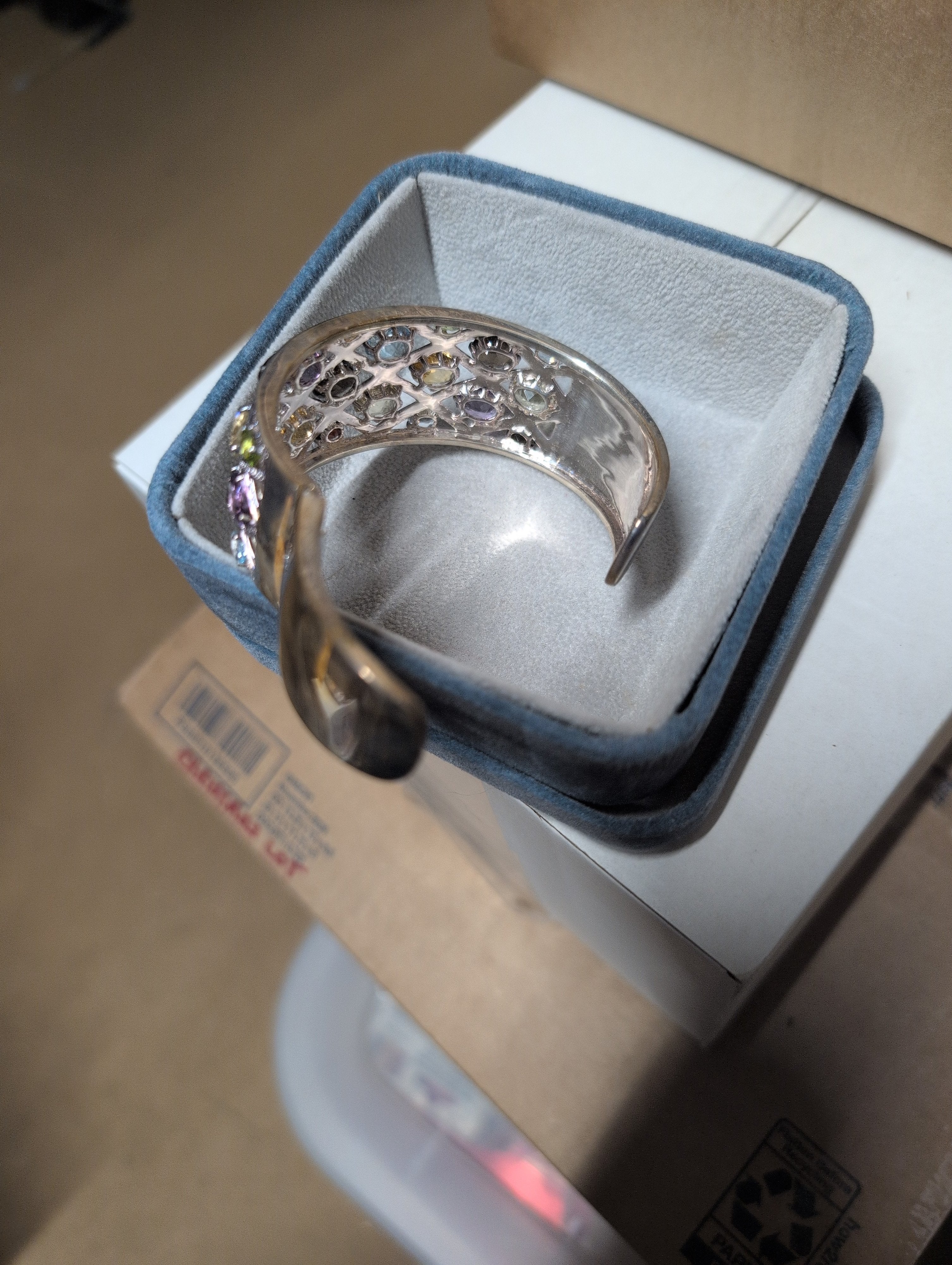 Multicolor Gemstone Cuff Bracelet in Gift Box - Image 2