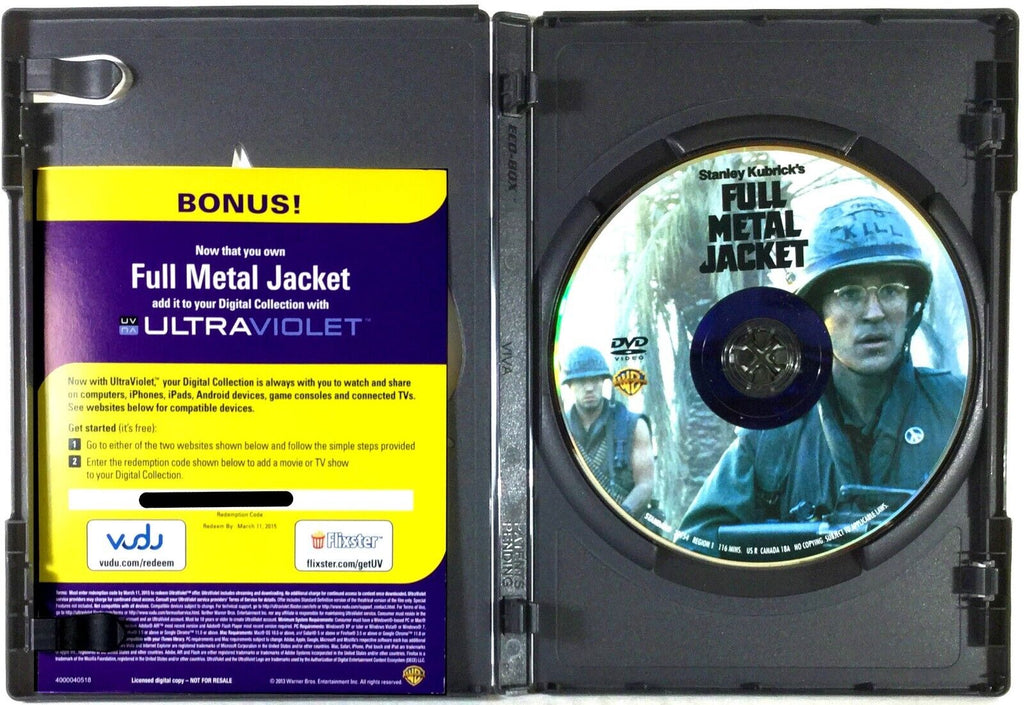 Full Metal Jacket (DVD, 1987, Full Screen, Inc. Digital Copy)   Matthew Modine - Image 3