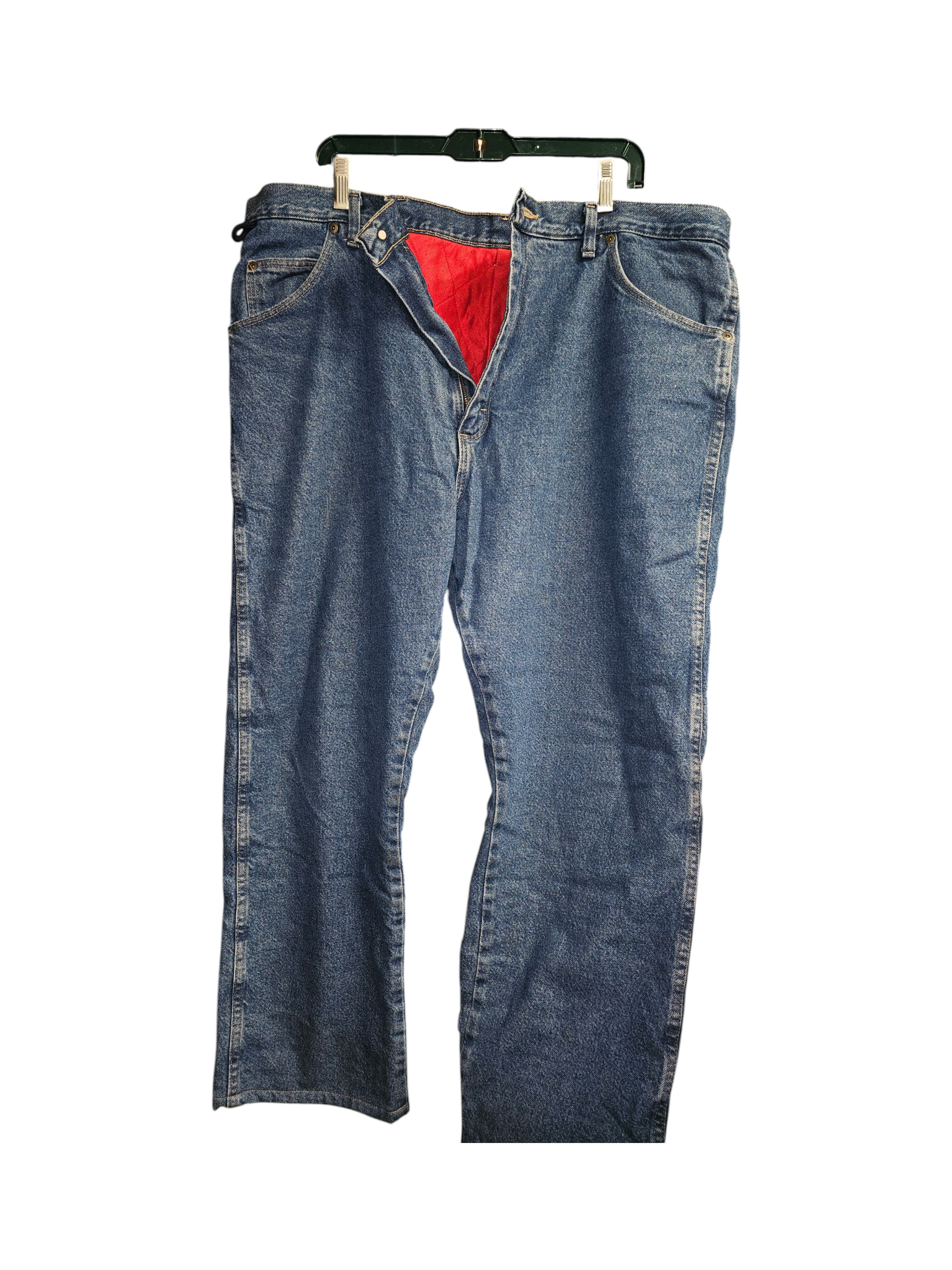 Men's Blue Denim Jeans with Red Lining - Image 1