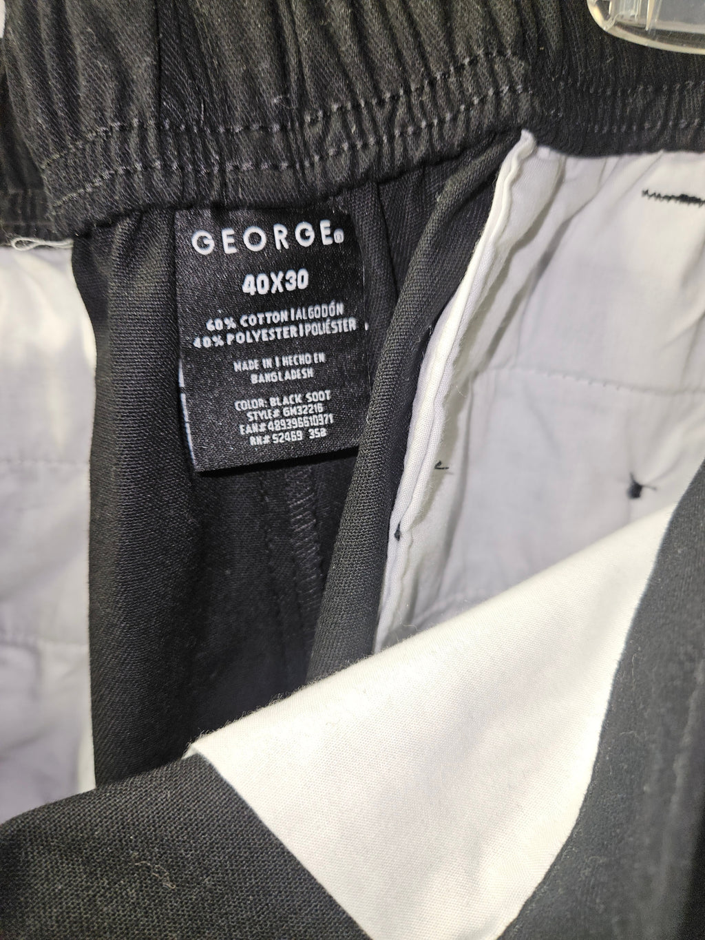 George Men's Black Elastic Waist Pants Size 40x30 - Image 2