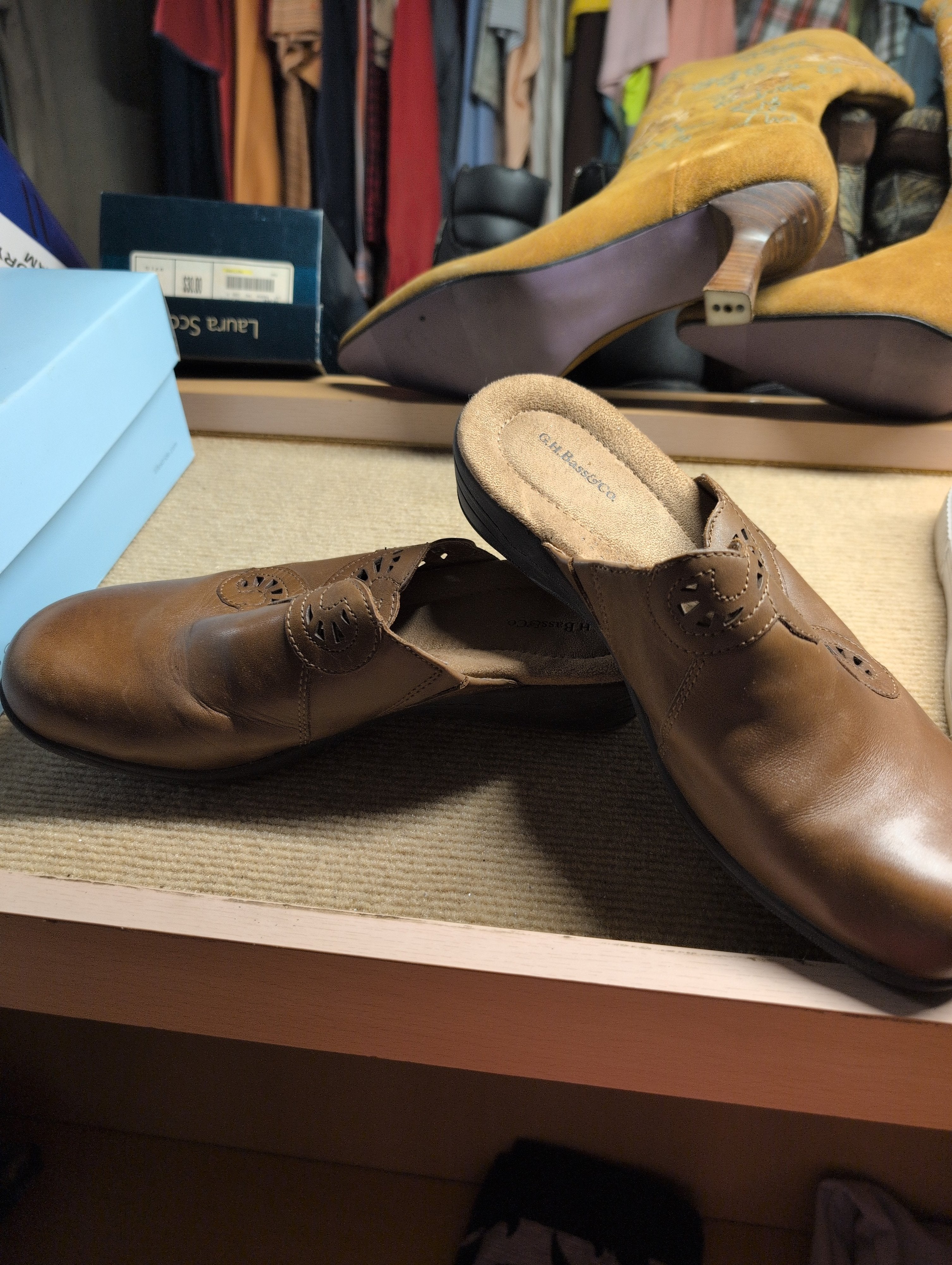 G.H. Bass & Co. Women's Brown Heeled Loafers - Image 1
