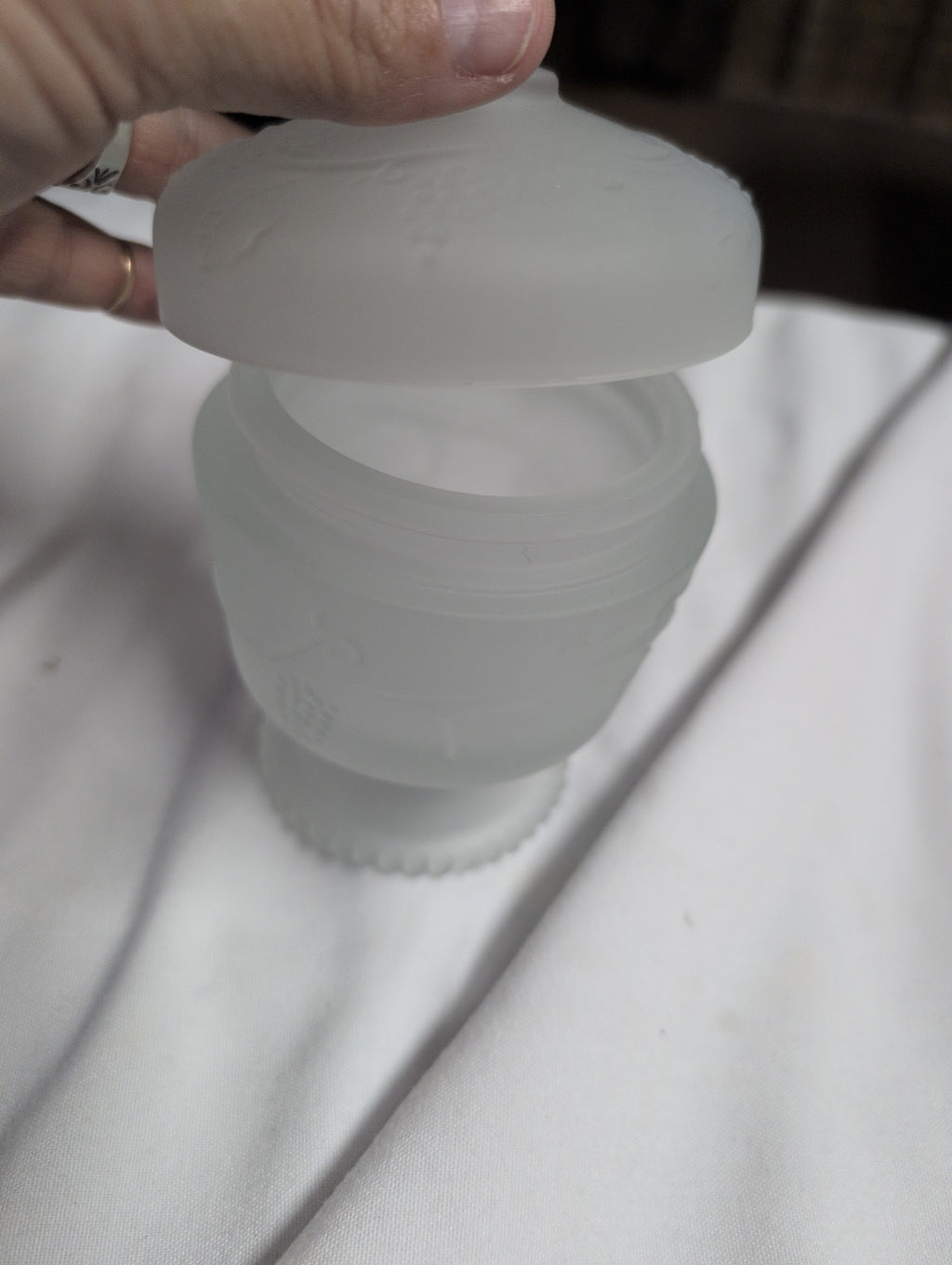 Vintage Frosted Glass Covered Dish with Lid - Image 2