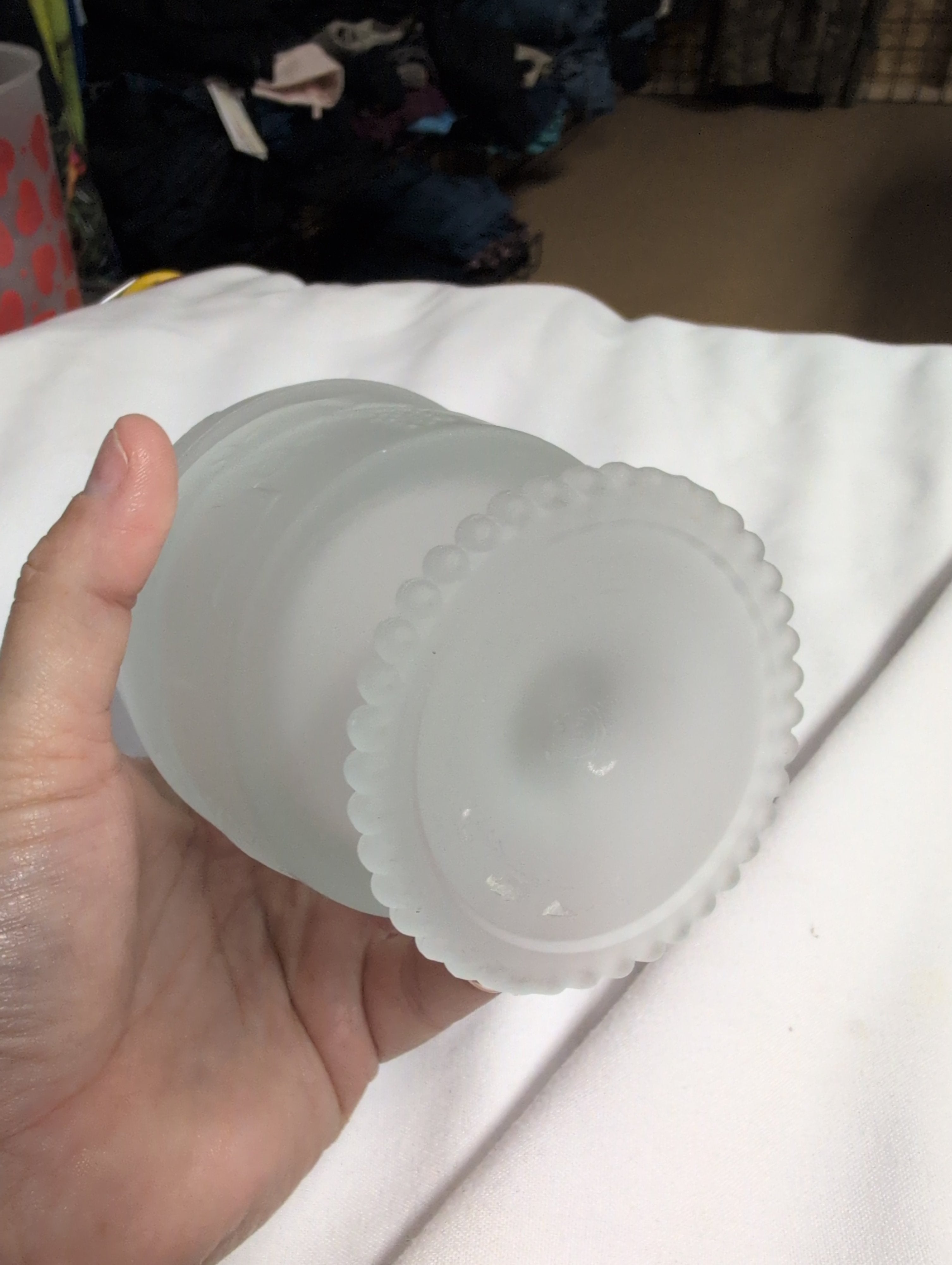 Vintage Frosted Glass Covered Dish with Lid - Image 4