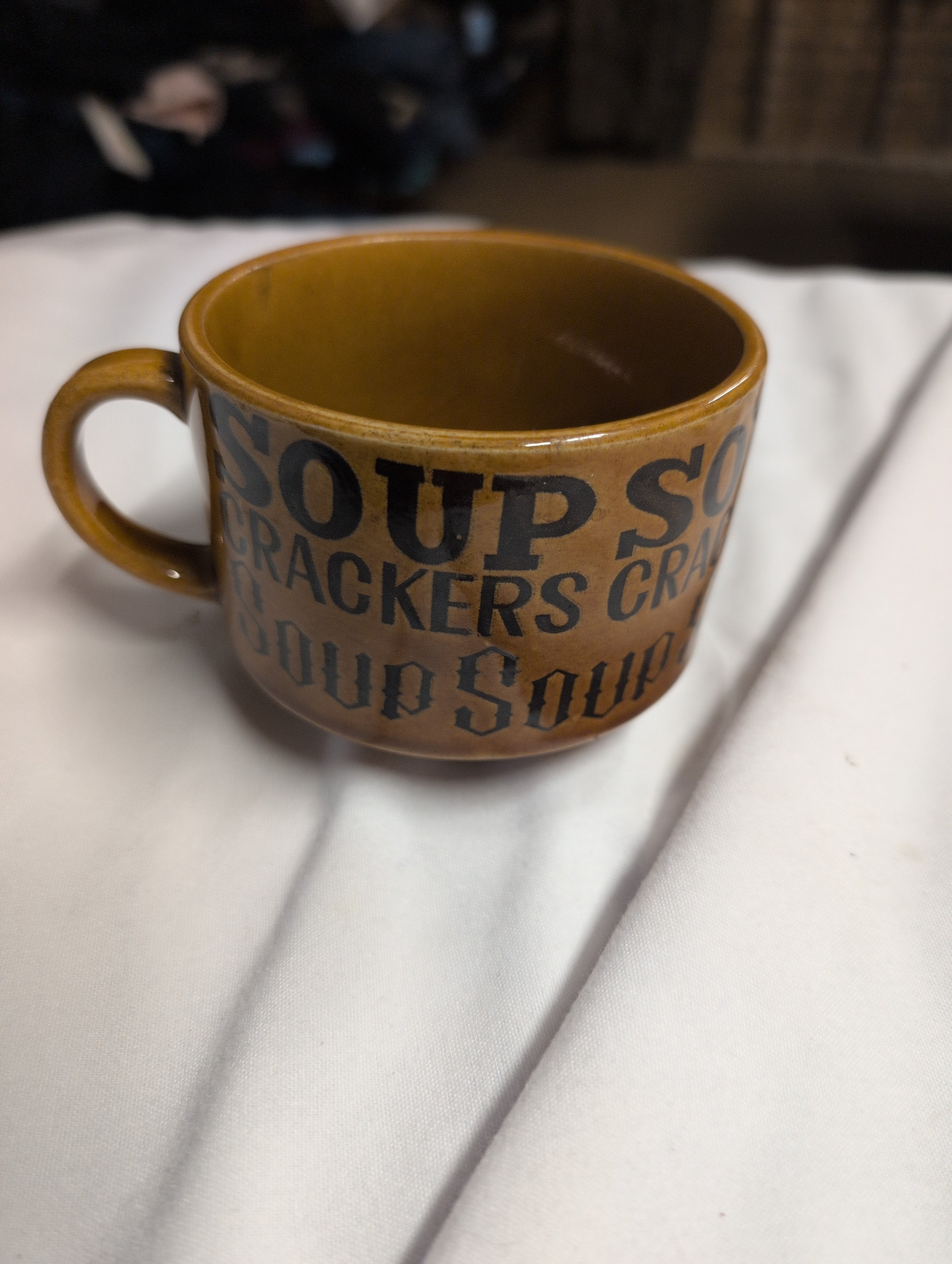 Vintage Ceramic Soup Mug with Handle - Image 1