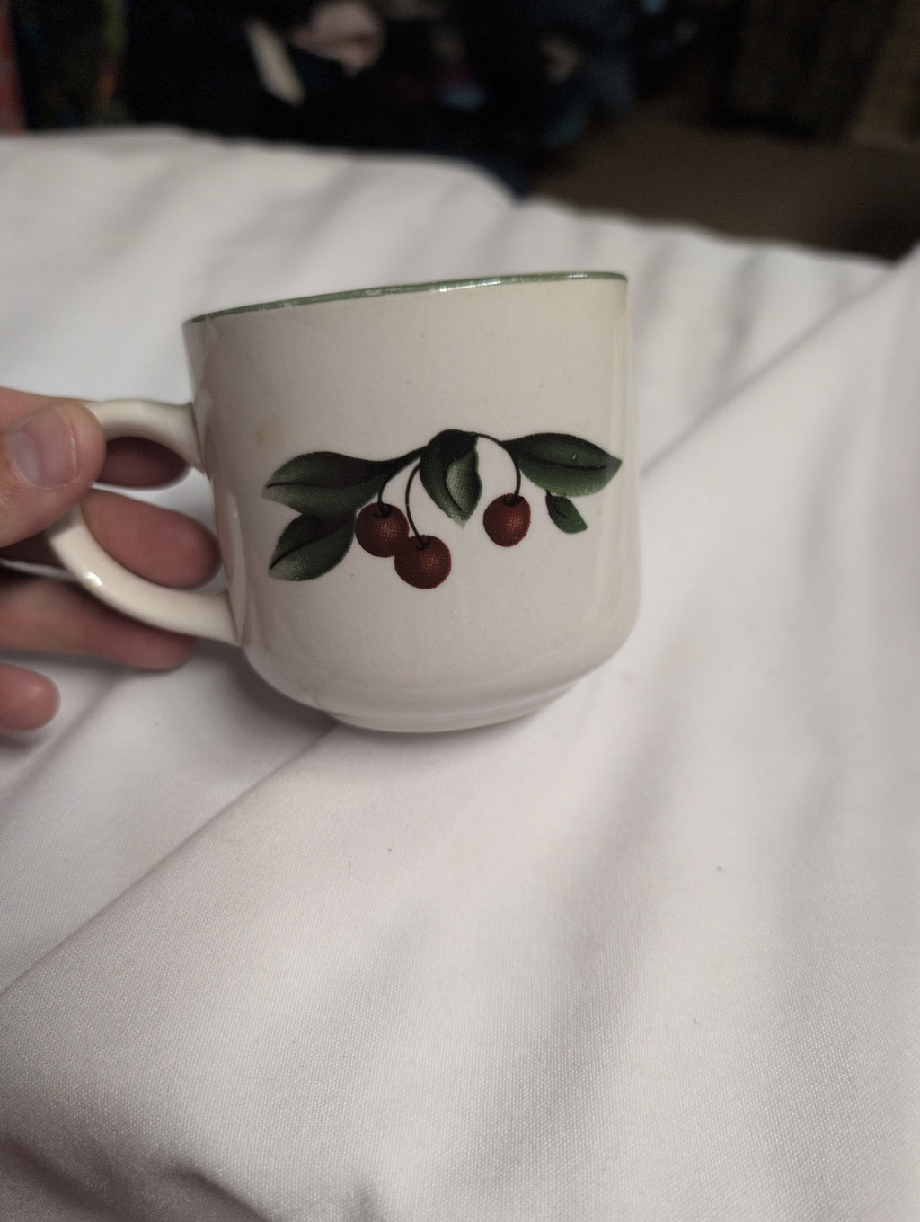 Vintage Ceramic Mug with Cherry Design - Image 1