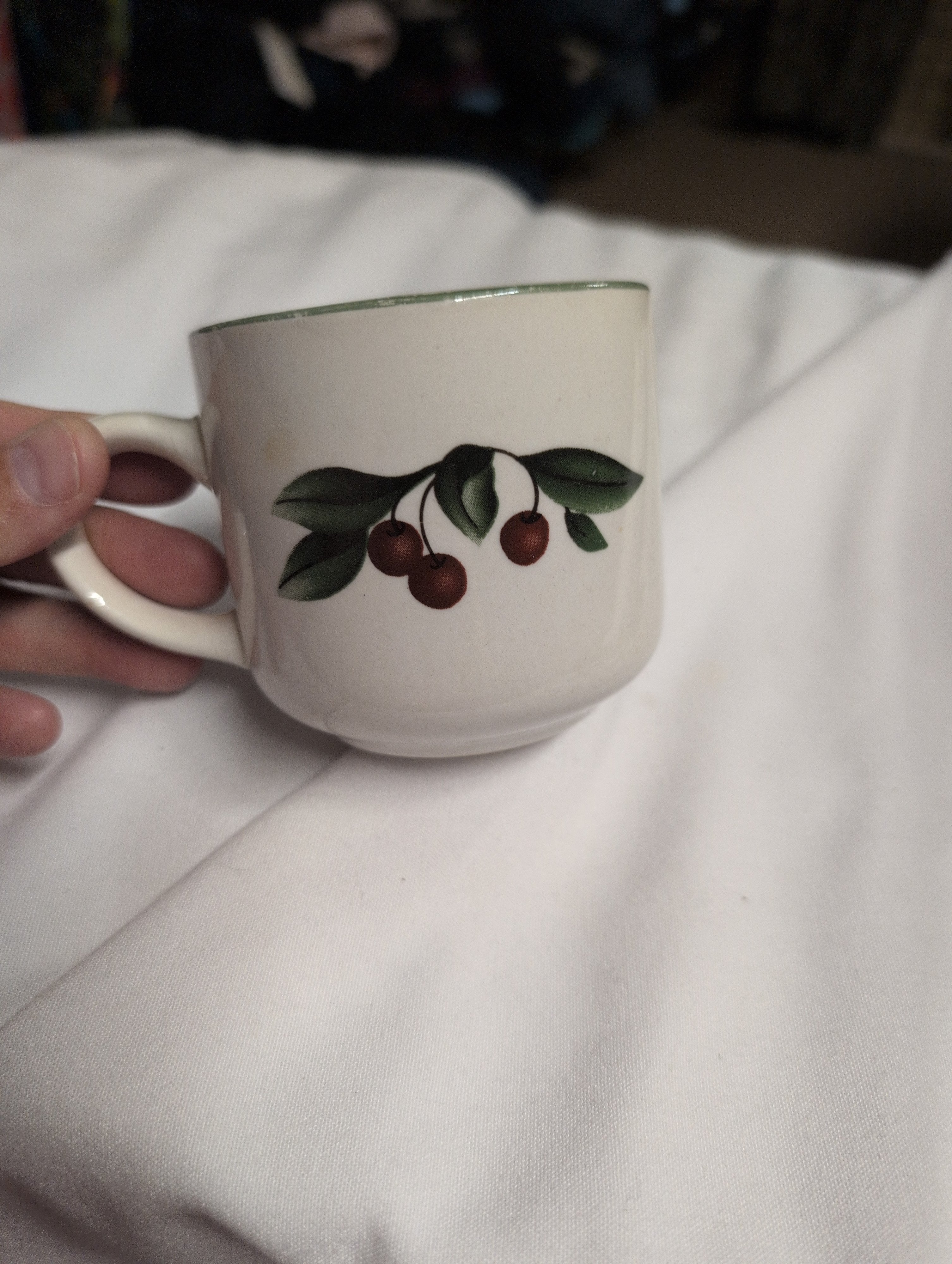 Vintage Ceramic Mug with Cherry Design - Image 1