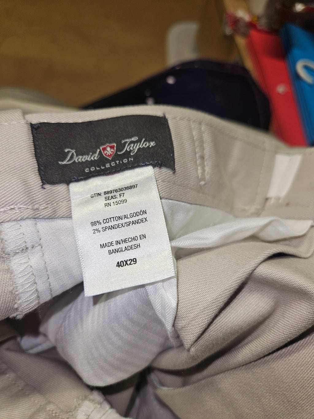 David Taylor Collection Men's Pants 40x29 Cotton - Image 1